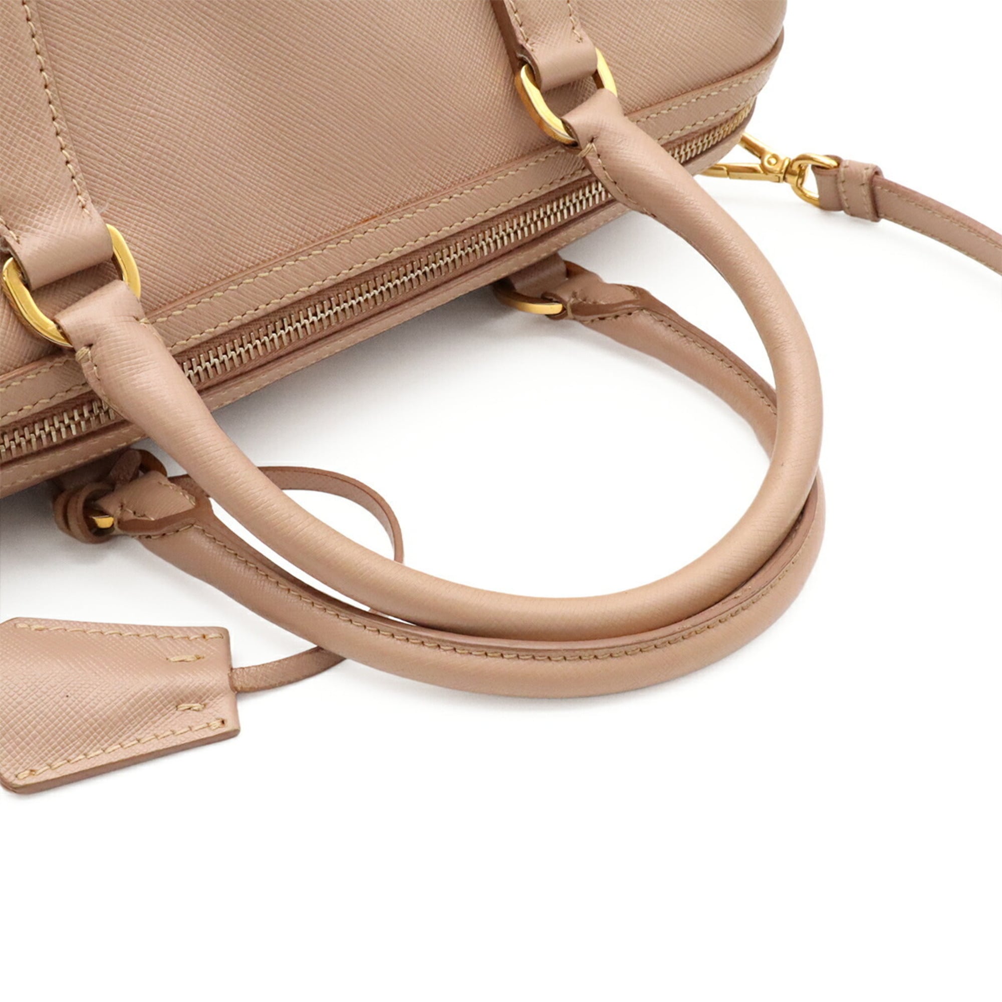 Prada Beige Pink Beige Saffiano Handbag Shoulder Bag (Pre-Owned)