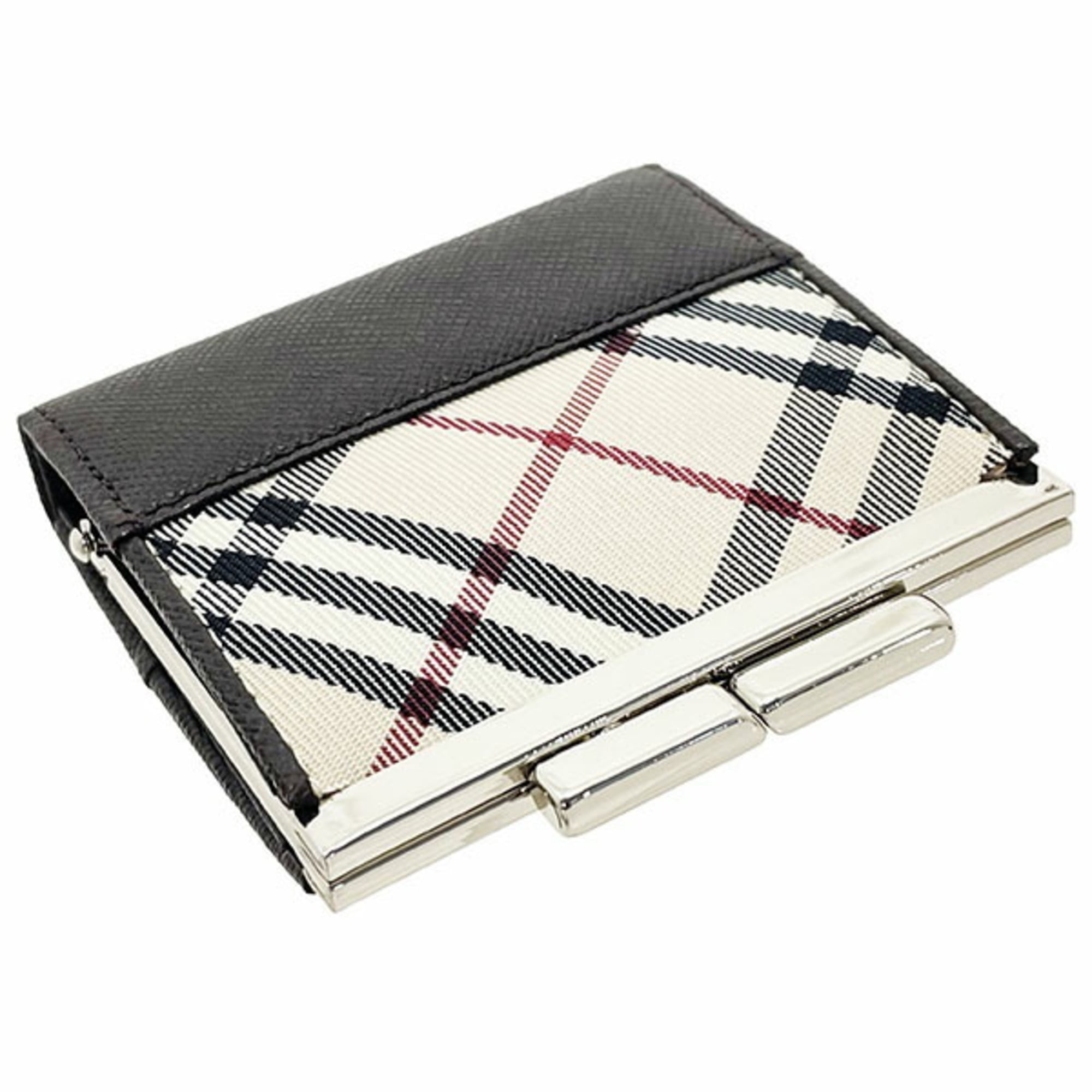 Burberry Beige Dark Brown Nylon Leather Coin Purse/Coin Case (Pre-Owned)