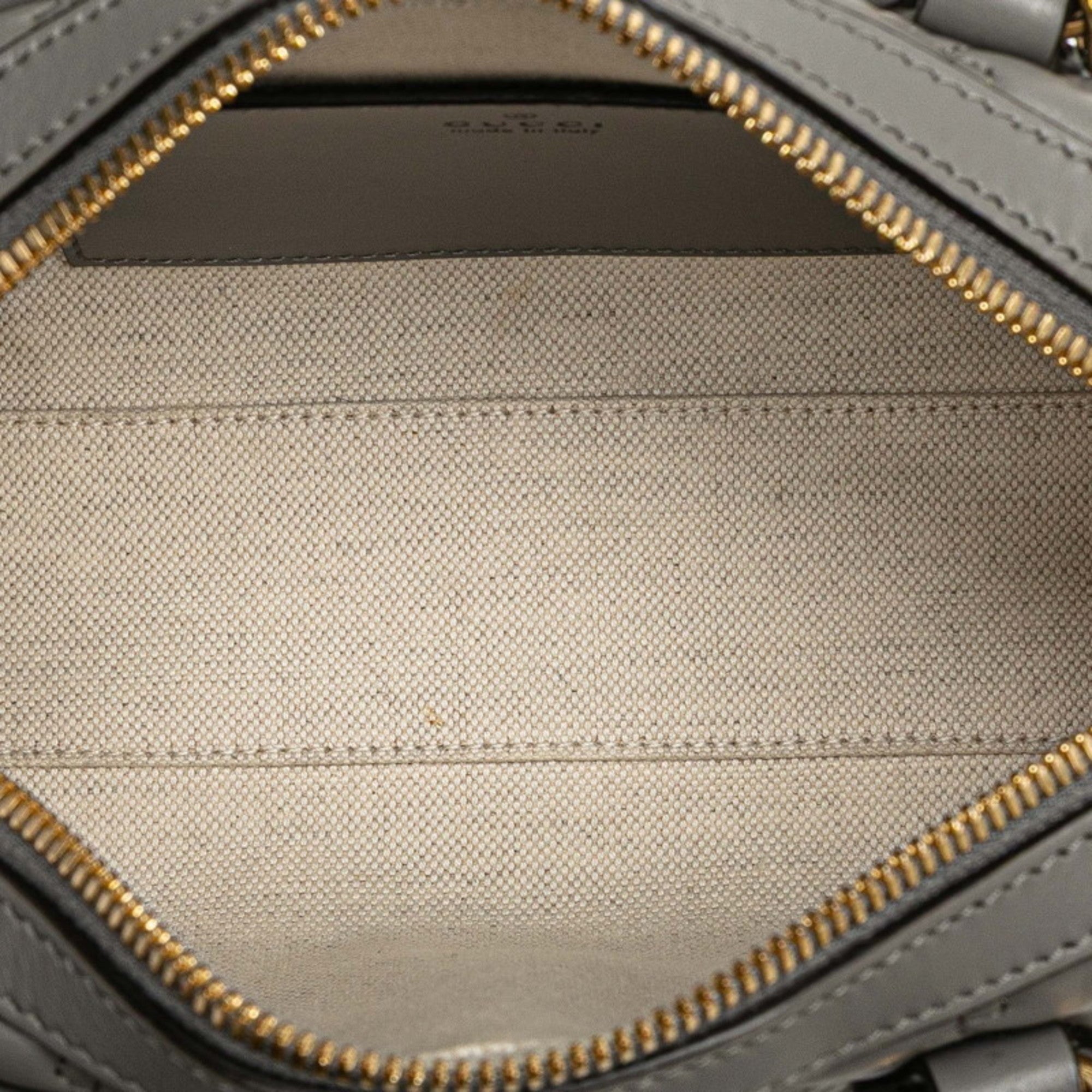 Gucci Gray Leather Boston Bag Shoulder Bag (Pre-Owned)
