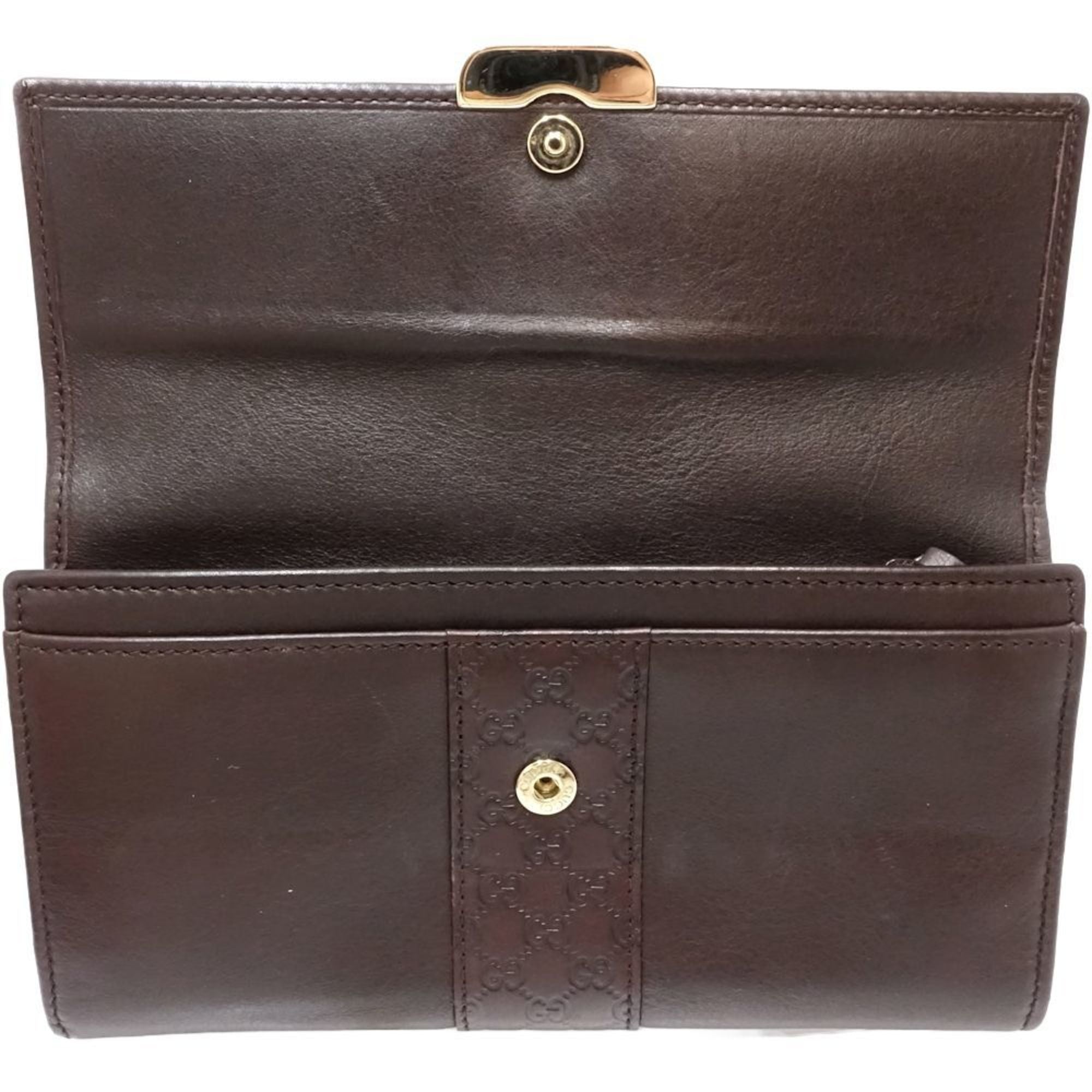 Gucci Dark Brown Leather Long Wallet (Bi-Fold) (Pre-Owned)