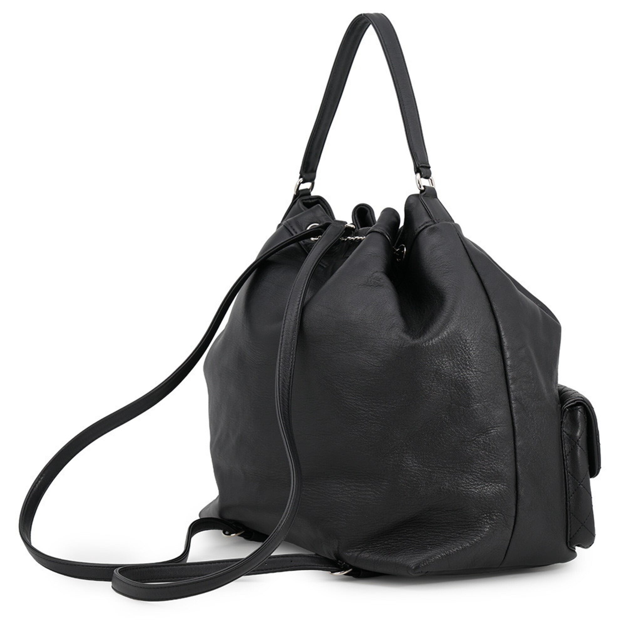 Chanel Matelasse Black Leather Backpack (Pre-Owned)