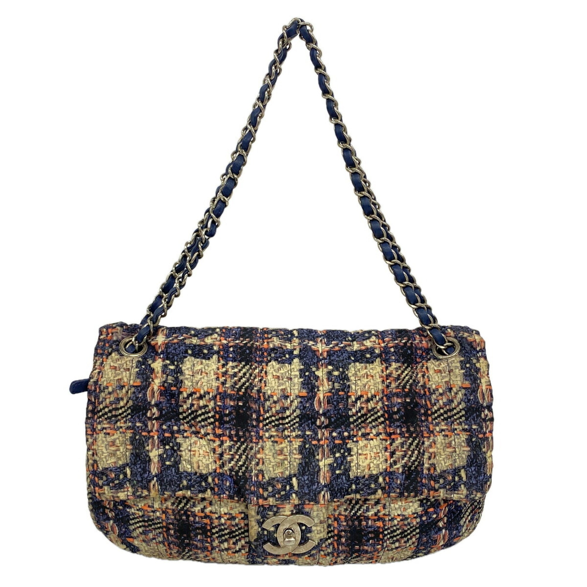 Chanel Beige Navy Pink Nylon Shoulder Bag (Pre-Owned)