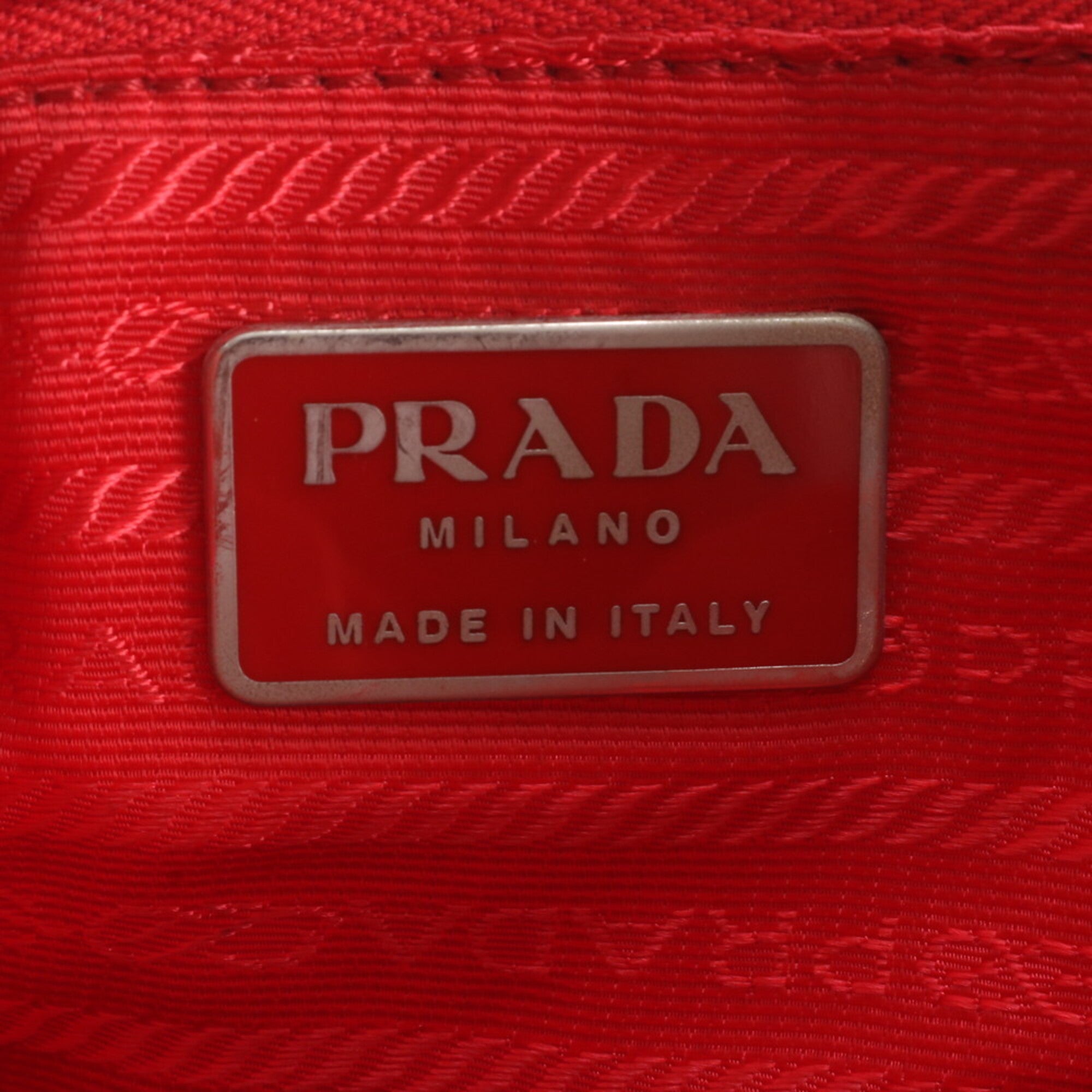 Prada Red Color Nylon Leather Backpack Shoulder Bag (Pre-Owned)