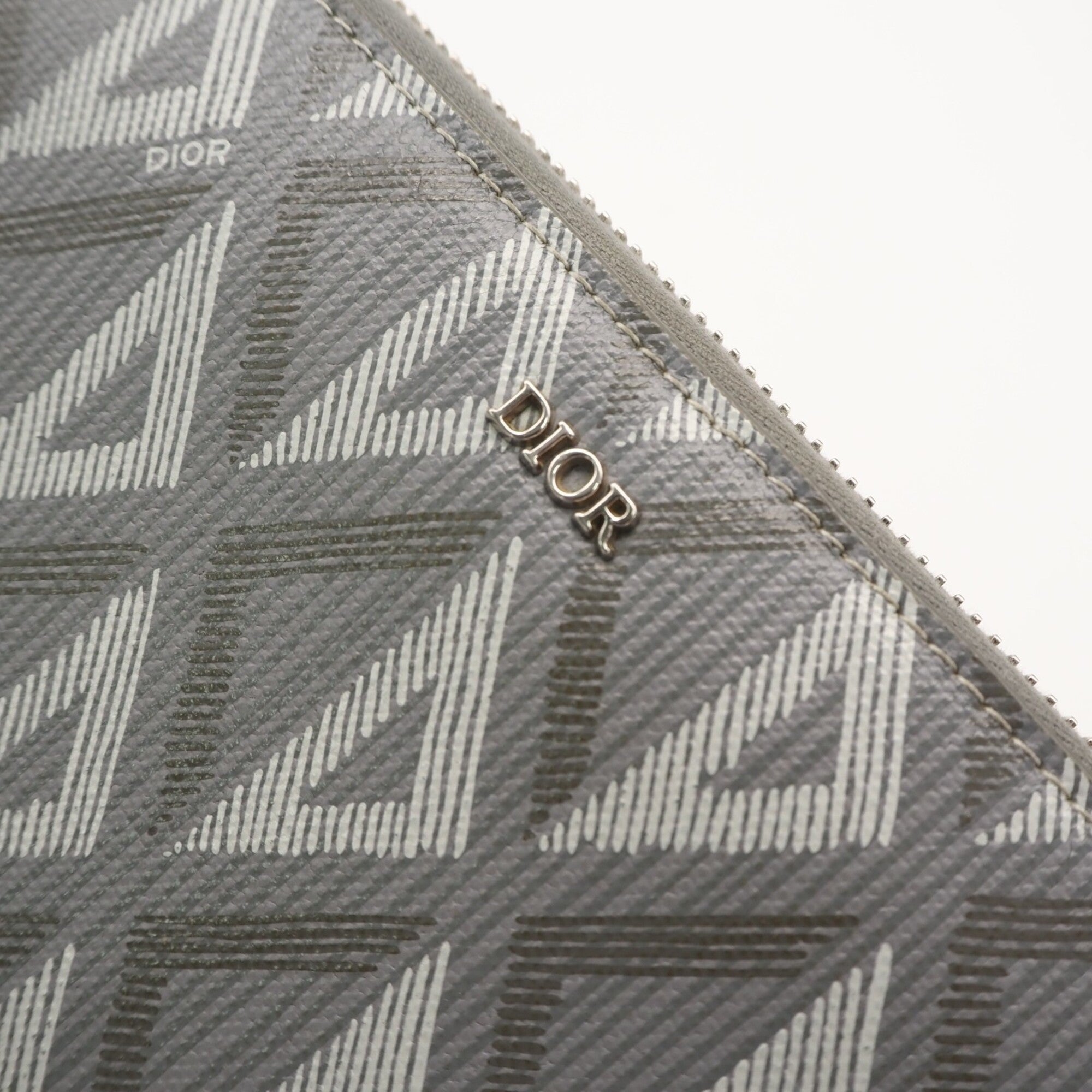 Christian Dior Gray Coated Canvas Leather Long Wallet (Bi-Fold) (Pre-Owned)