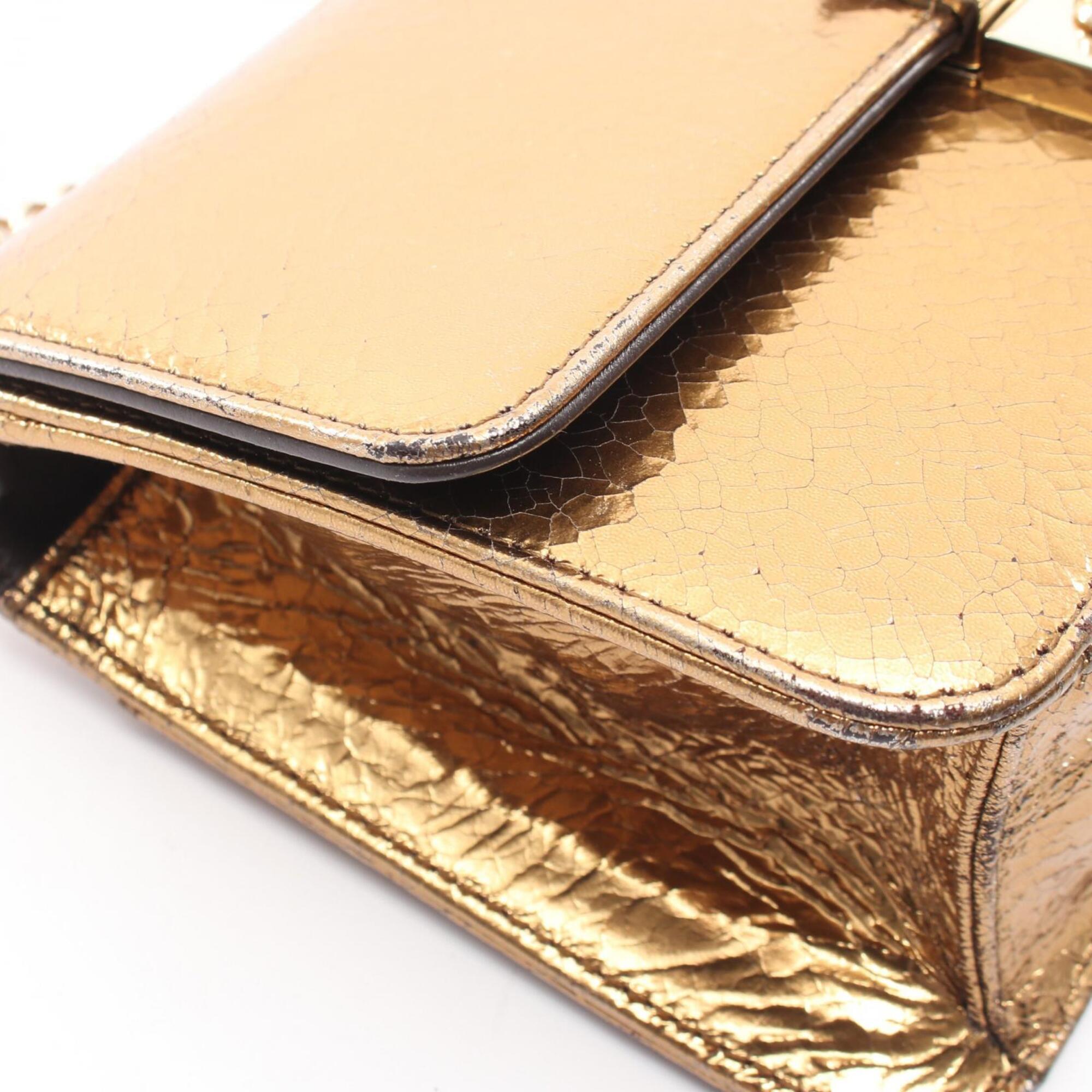 Christian Dior Gold Leather Handbag Shoulder Bag (Pre-Owned)