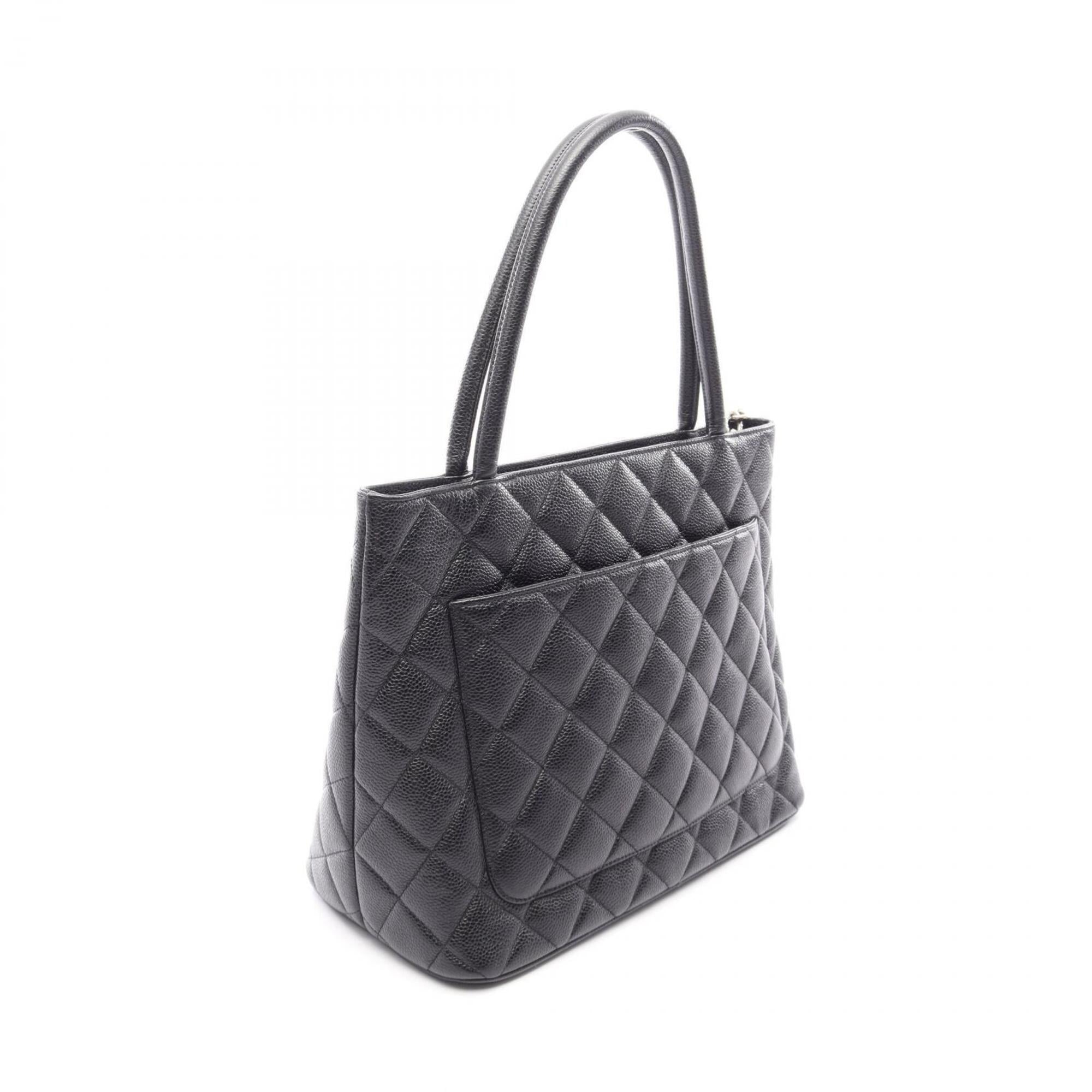 Chanel Black Grained Calfskin Handbag Tote Bag (Pre-Owned)