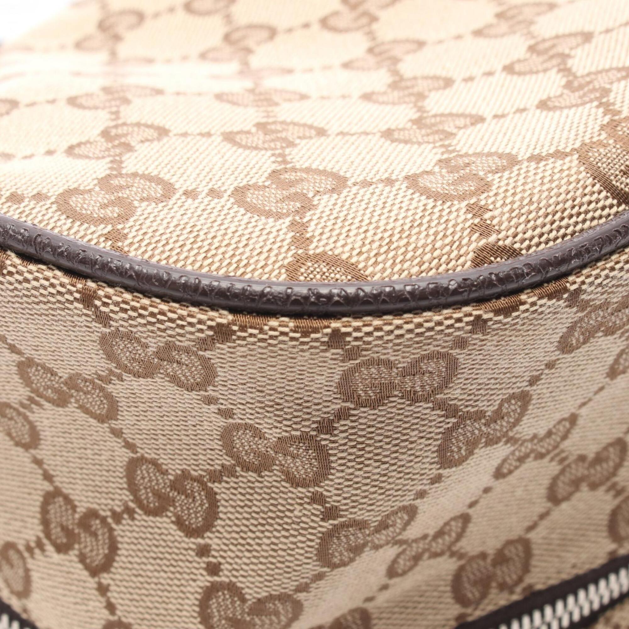 Gucci Beige Brown Gg Canvas Leather Fanny Pack (Pre-Owned)