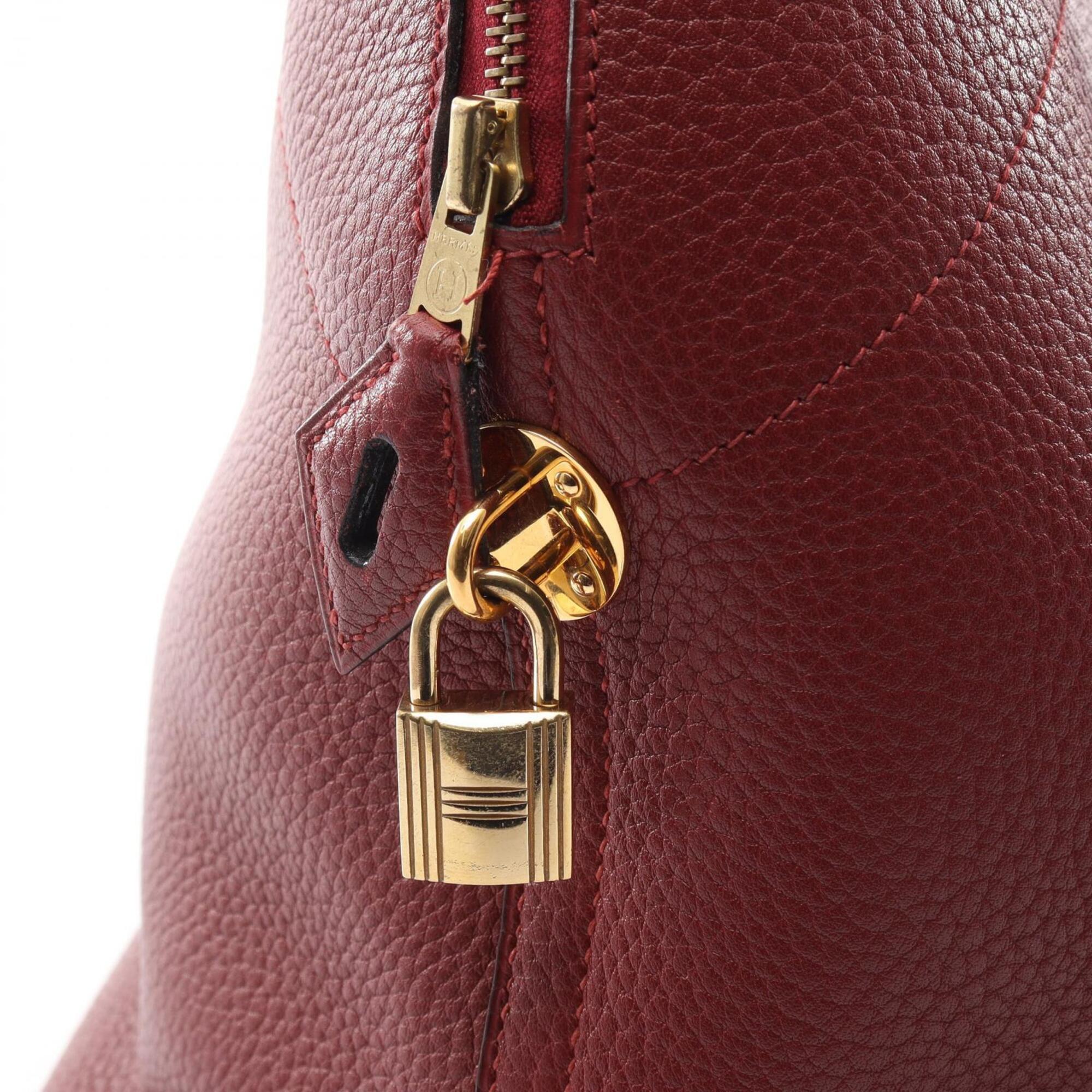 Hermes Bordeaux Rouge H Taurillon Clemence Leather Handbag (Pre-Owned)