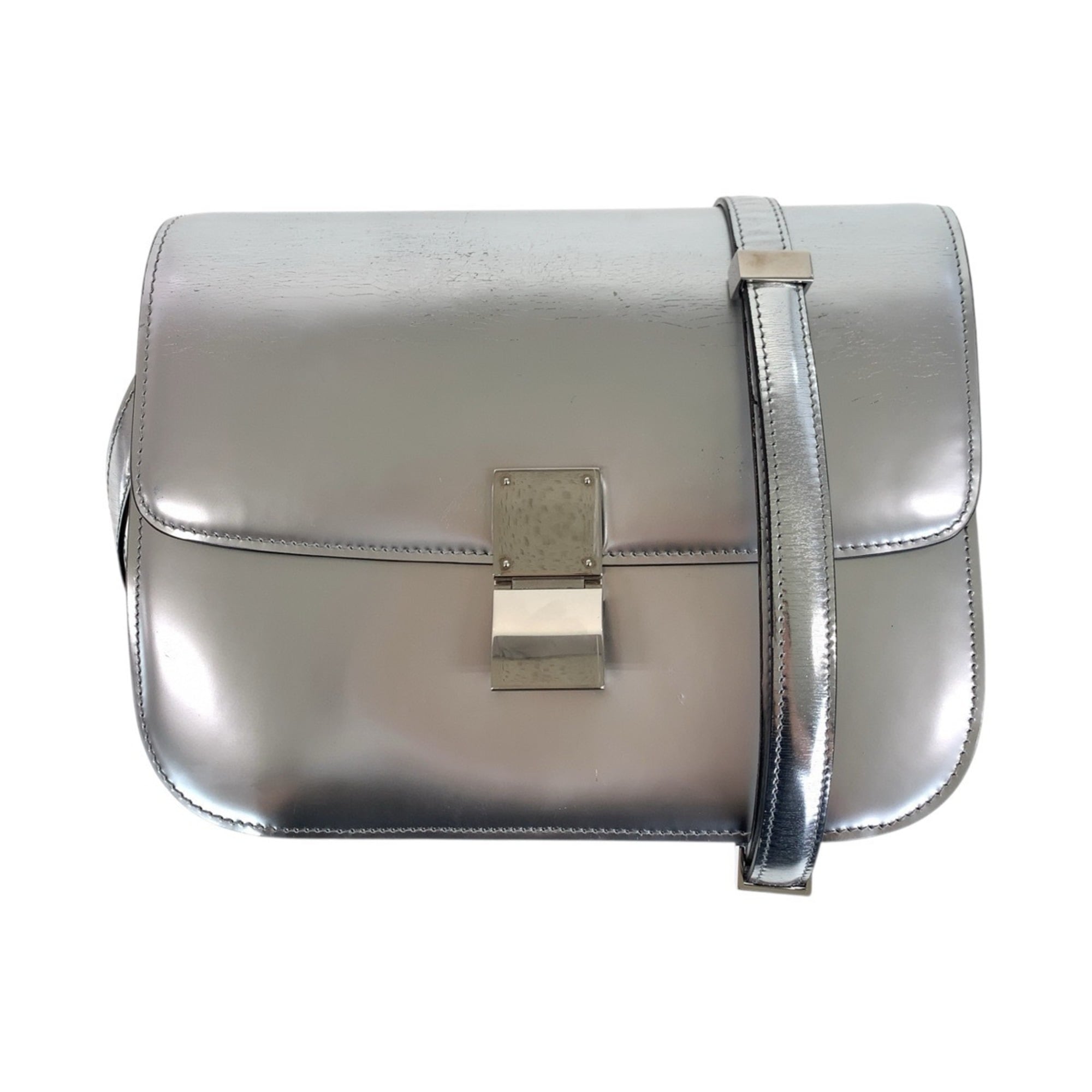 Celine Silver Leather Pochette Shoulder Bag (Pre-Owned)