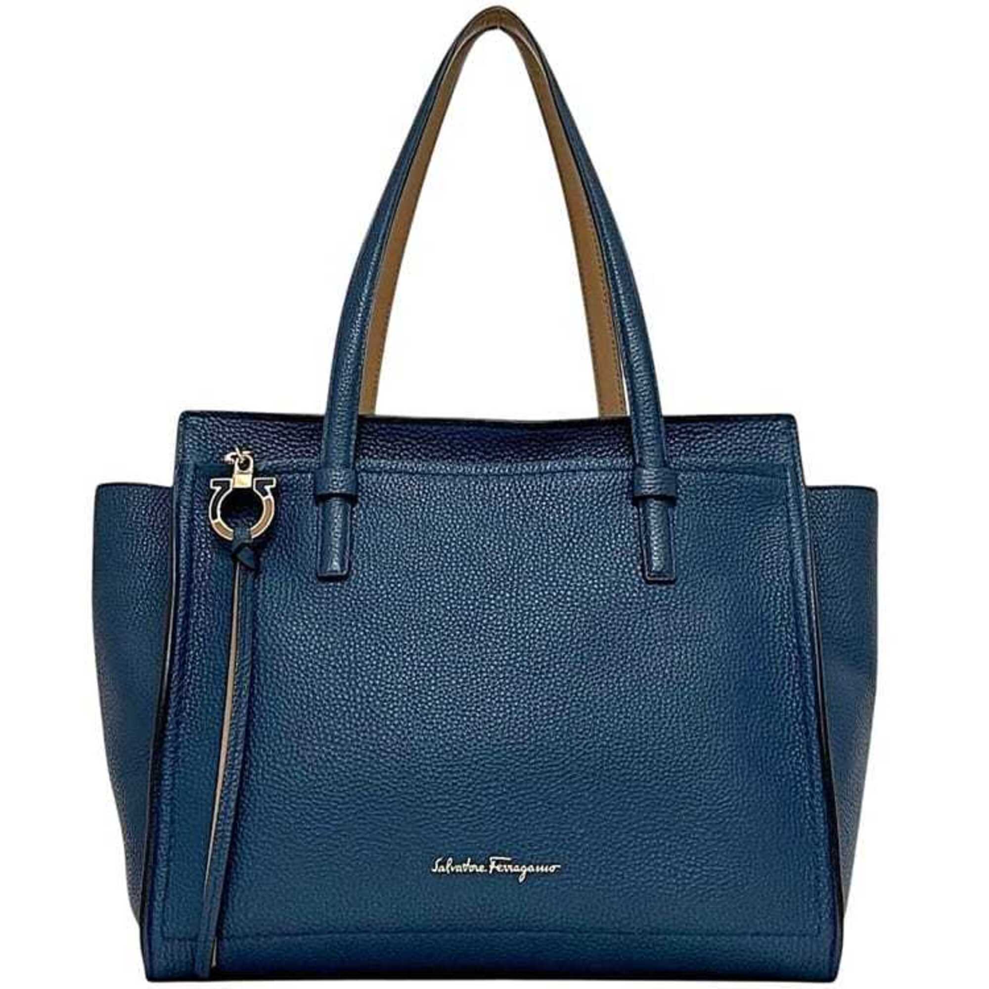Salvatore Ferragamo Blue Leather Tote Bag (Pre-Owned)