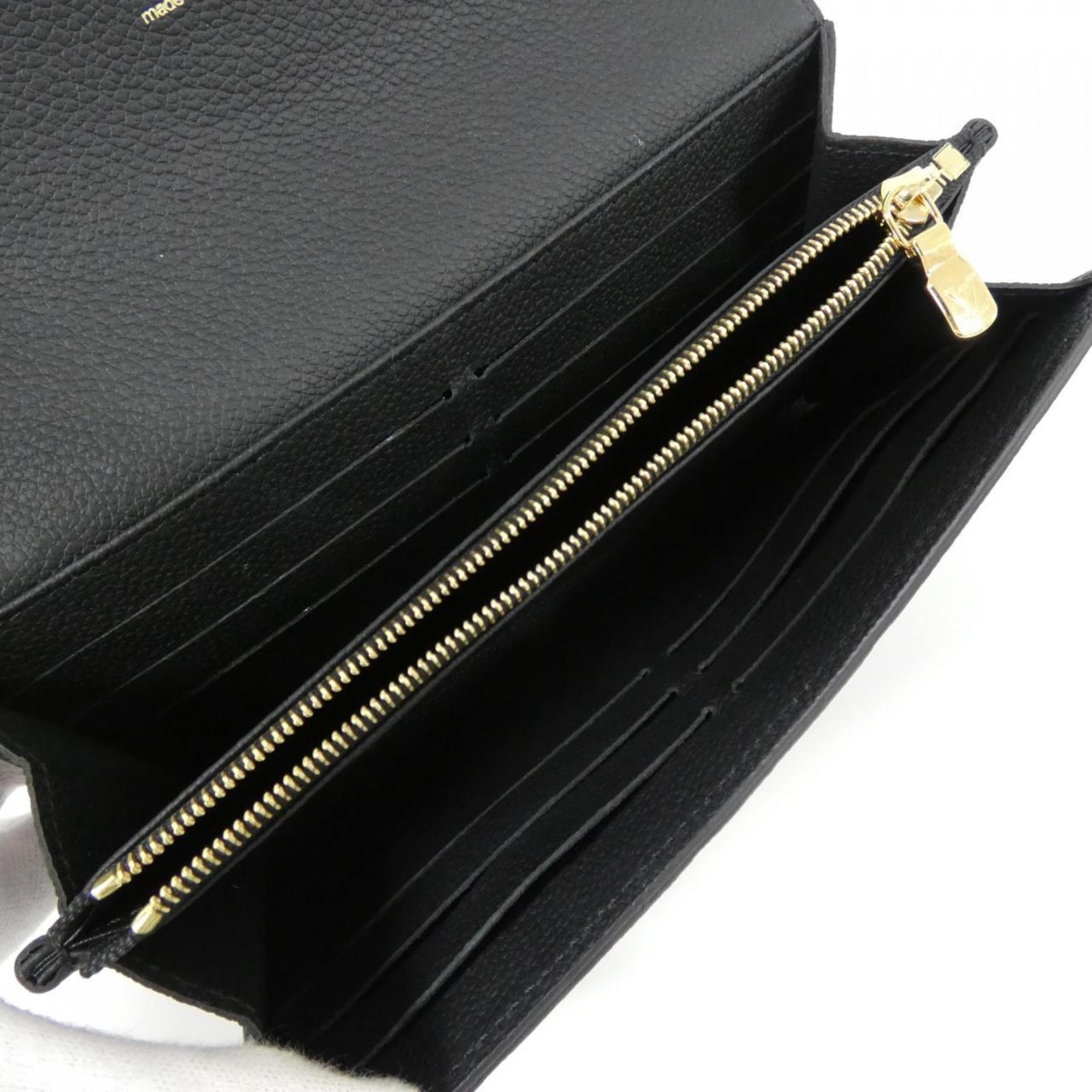 Louis Vuitton Black Leather Long Wallet (Bi-Fold) (Pre-Owned)