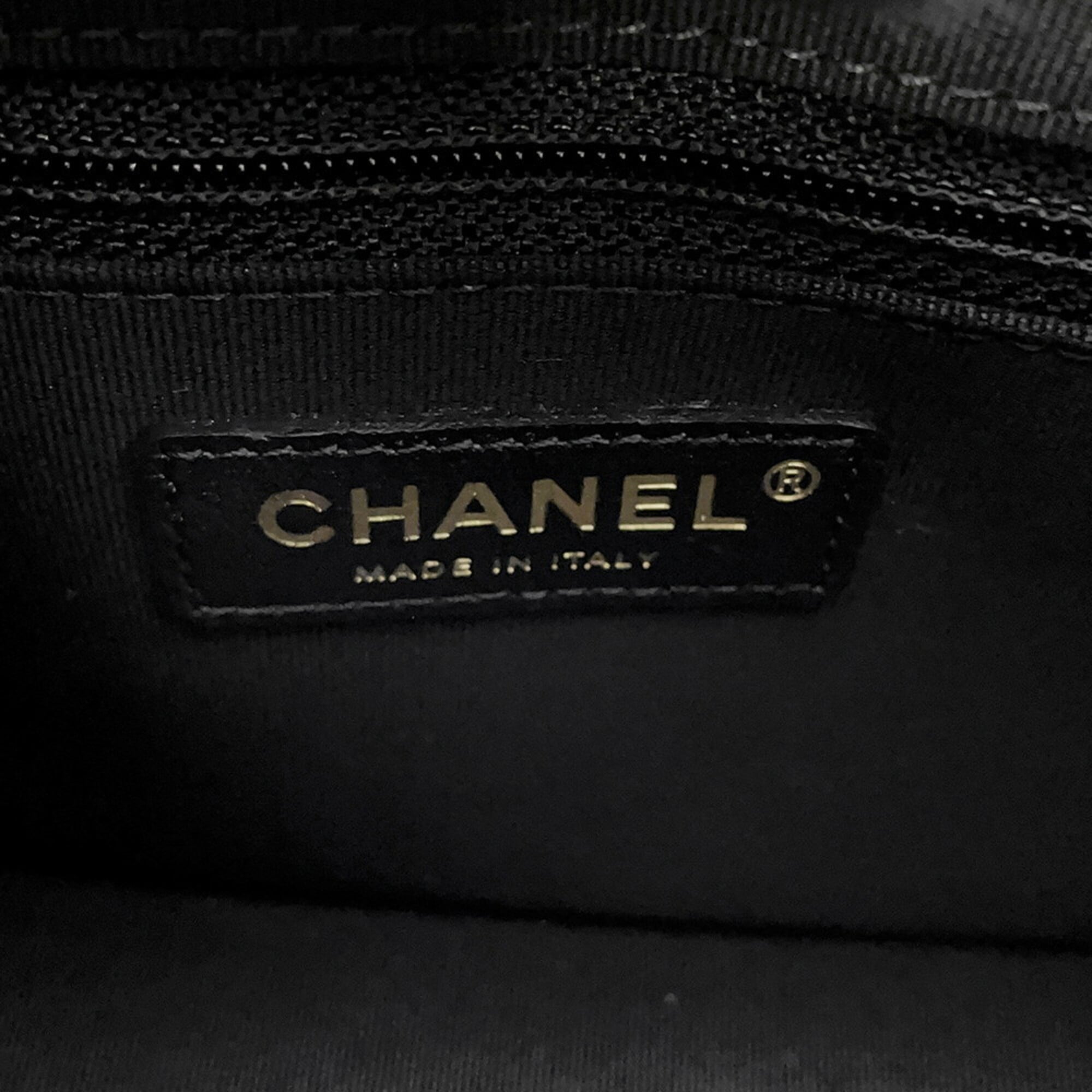 Chanel Black Champagne Gold Leather Handbag Shopping Bag Shoulder Bag (Pre-Owned)