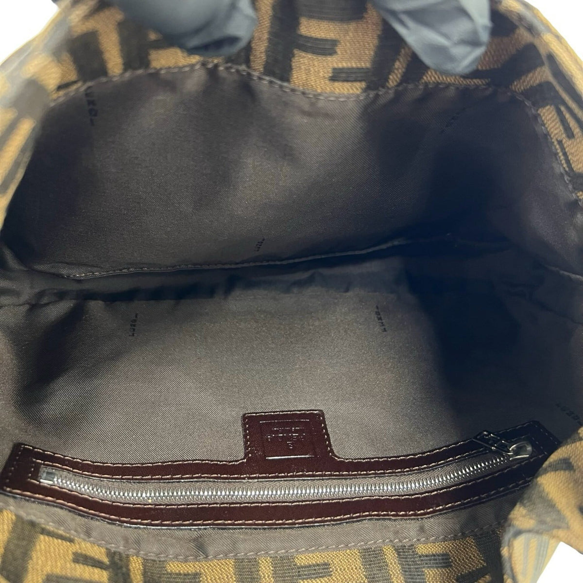 Fendi Black Brown Canvas Leather Shoulder Bag Tote Bag (Pre-Owned)