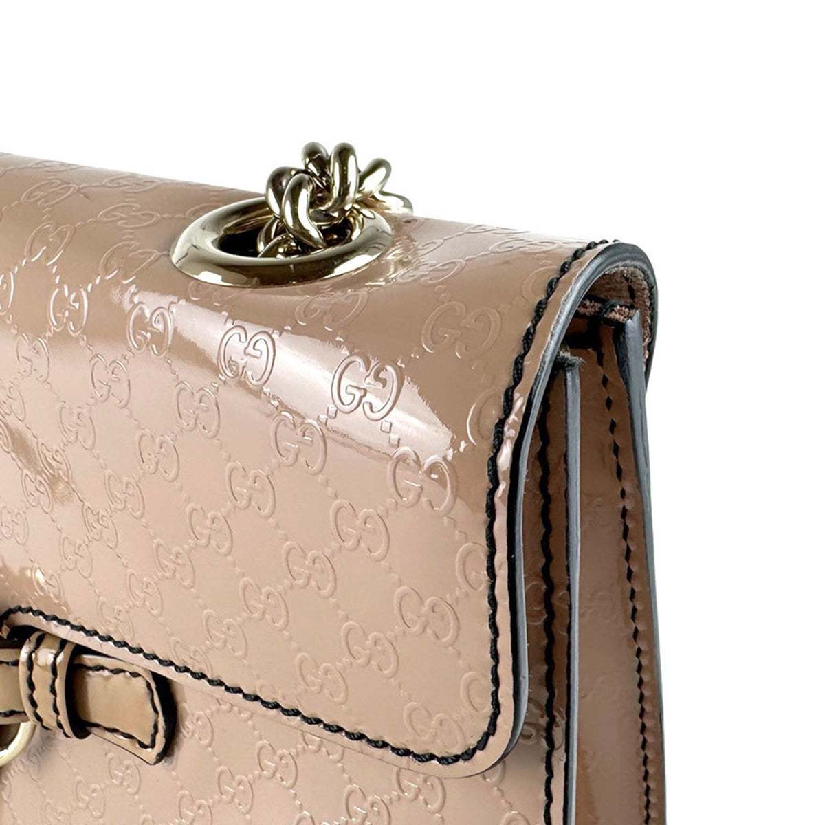 Gucci Pink Beige Patent Leather Shoulder Bag (Pre-Owned)