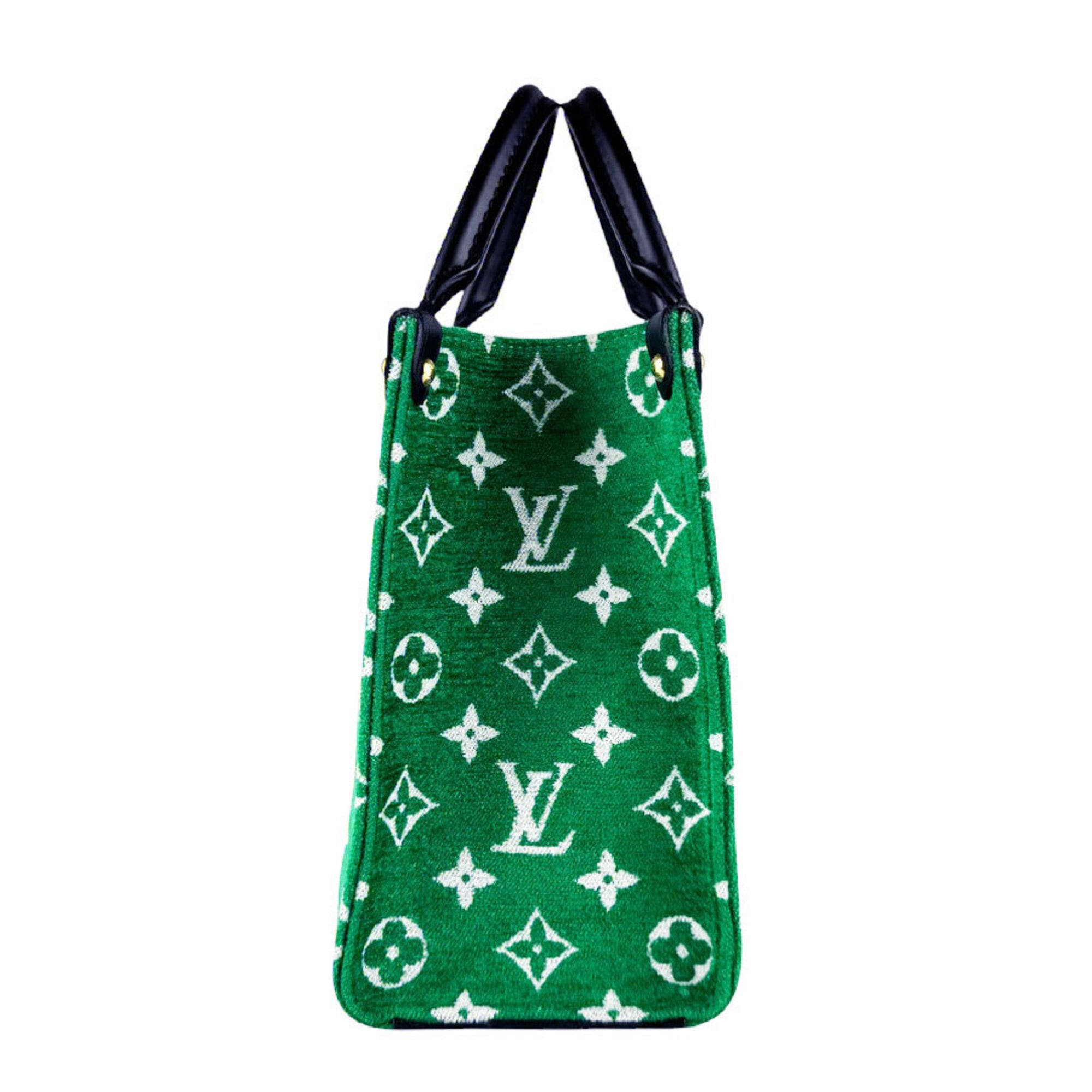 Louis Vuitton Black Green Jacquard Handbag Shoulder Bag (Pre-Owned)