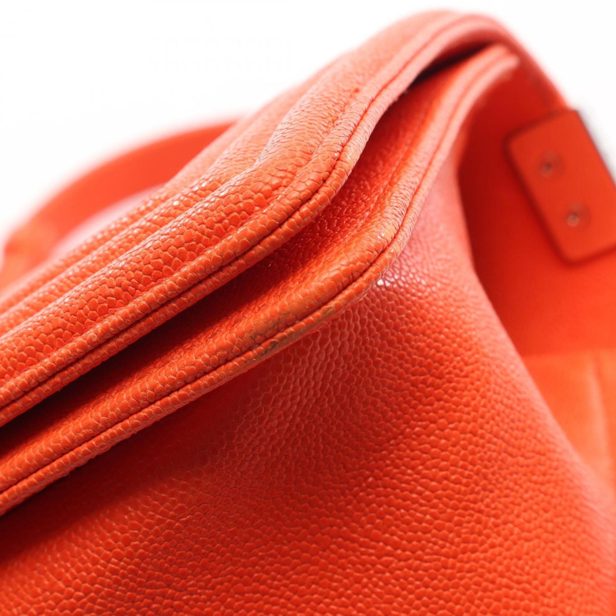 Chanel Orange Grained Calfskin Handbag Shoulder Bag (Pre-Owned)