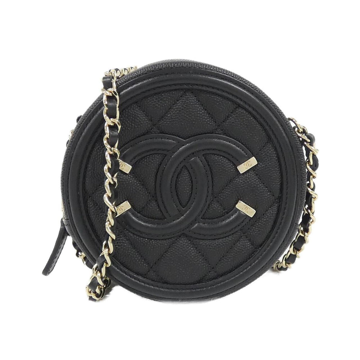 Chanel Black Grained Calfskin Shoulder Bag (Pre-Owned)