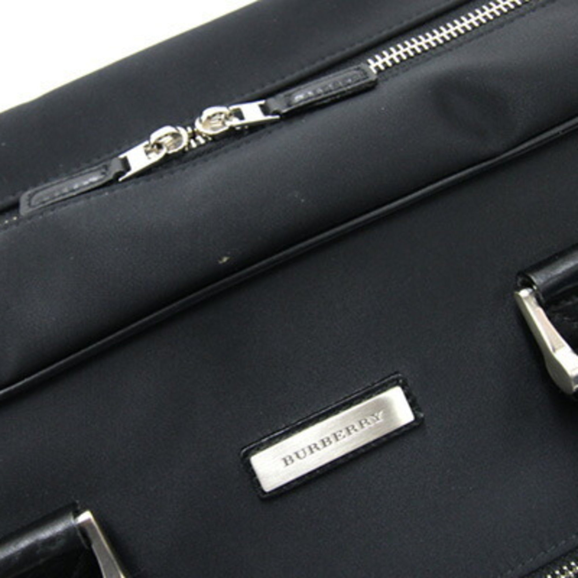 Burberry Black Nylon Leather Boston Bag Shoulder Bag (Pre-Owned)