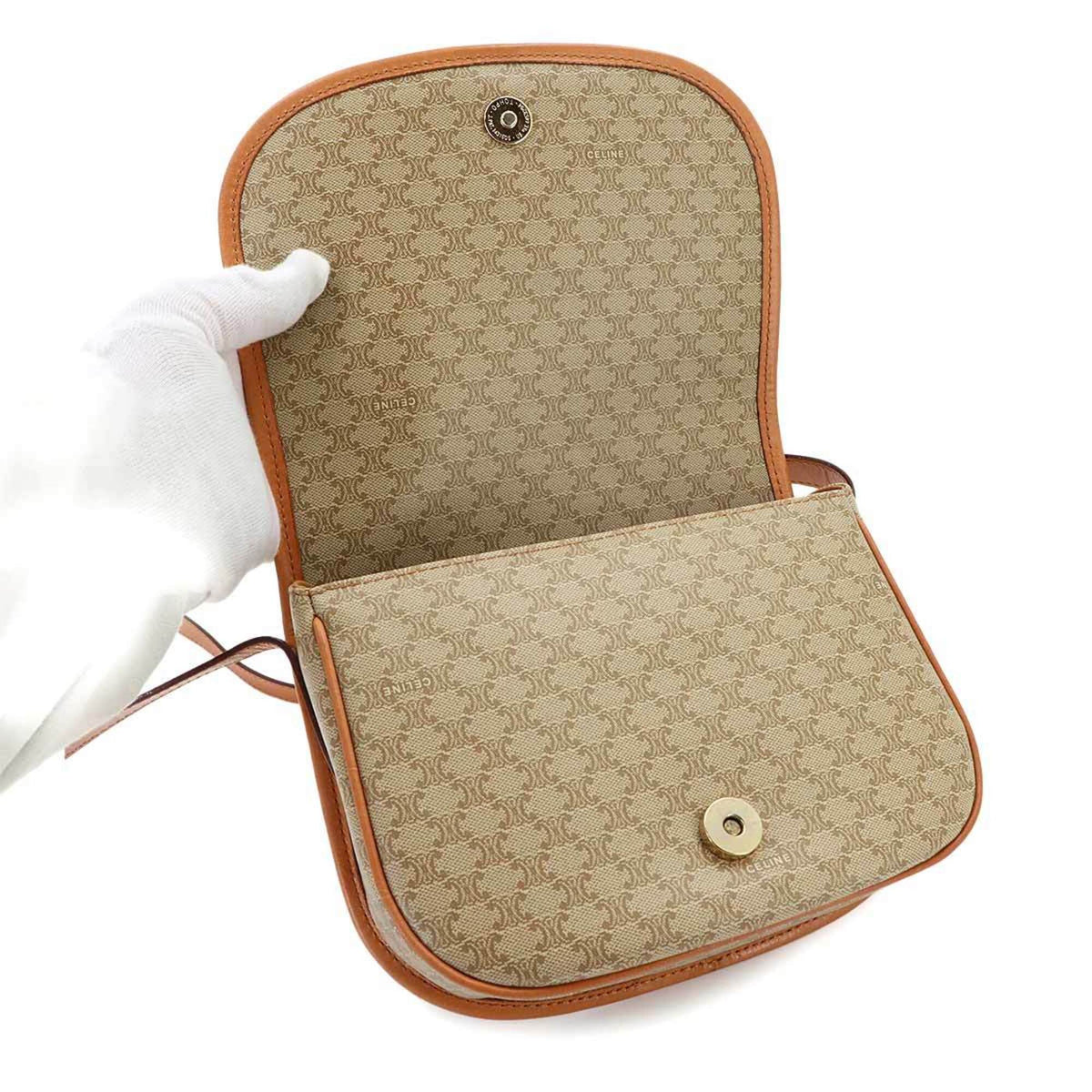Celine Beige Beige Gold Pvc Leather Handbag Shoulder Bag (Pre-Owned)