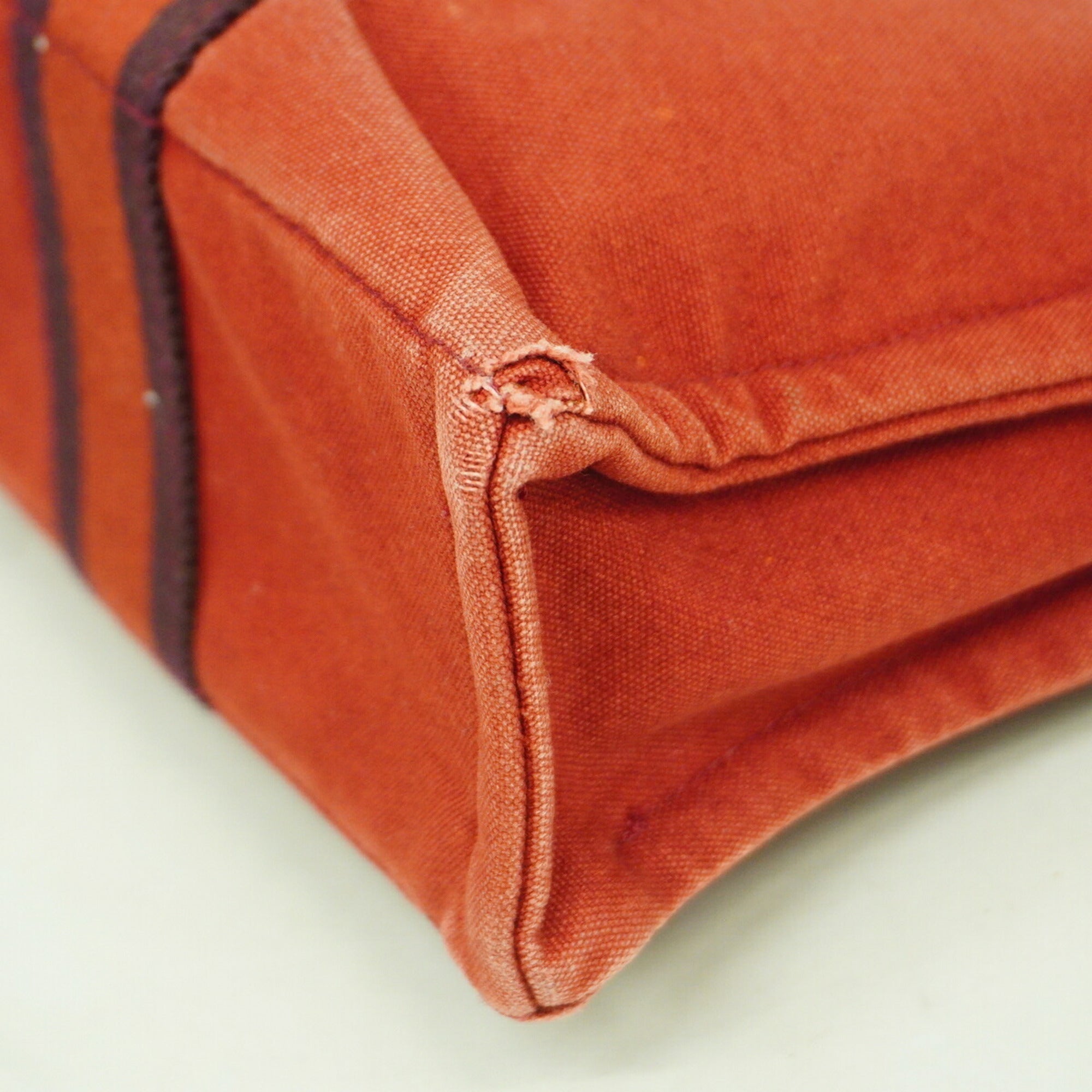 Hermes Red Color Canvas Handbag (Pre-Owned)