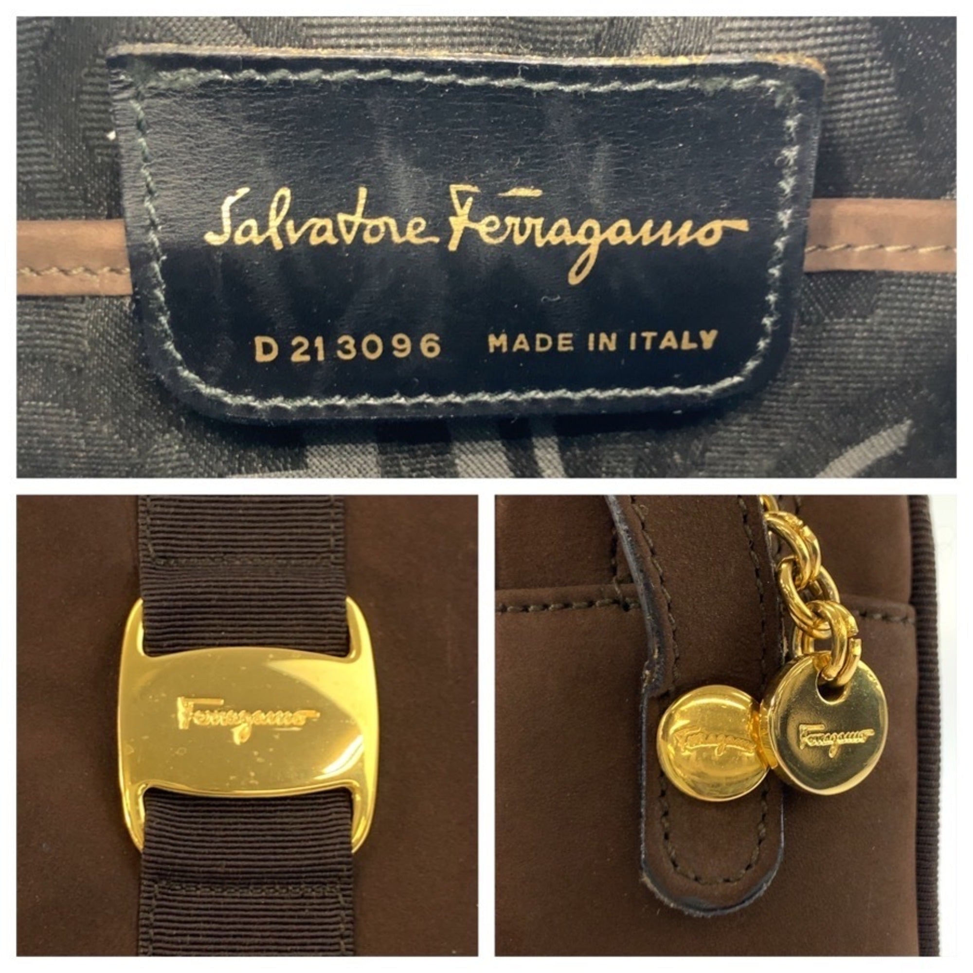 Salvatore Ferragamo Brown Suede Pochette Shoulder Bag (Pre-Owned)