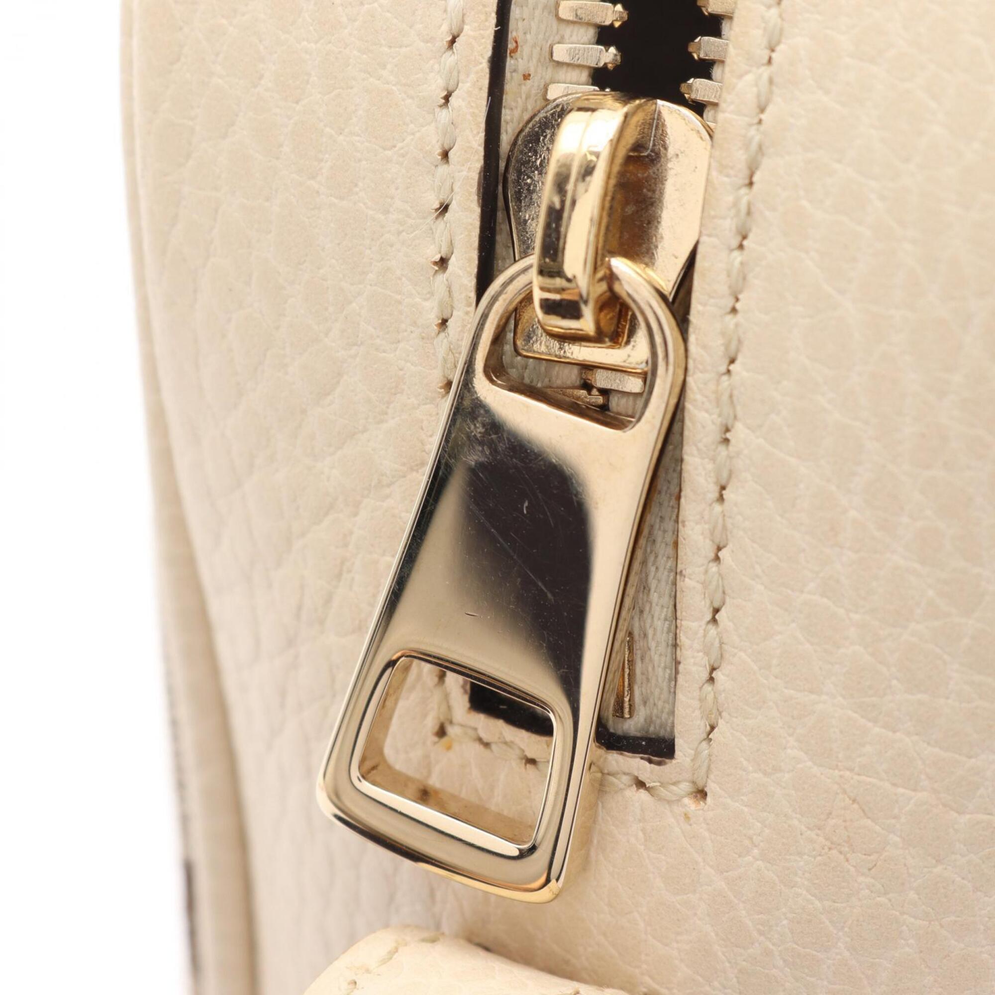 Gucci Beige Ivory Canvas Leather Handbag Shoulder Bag (Pre-Owned)
