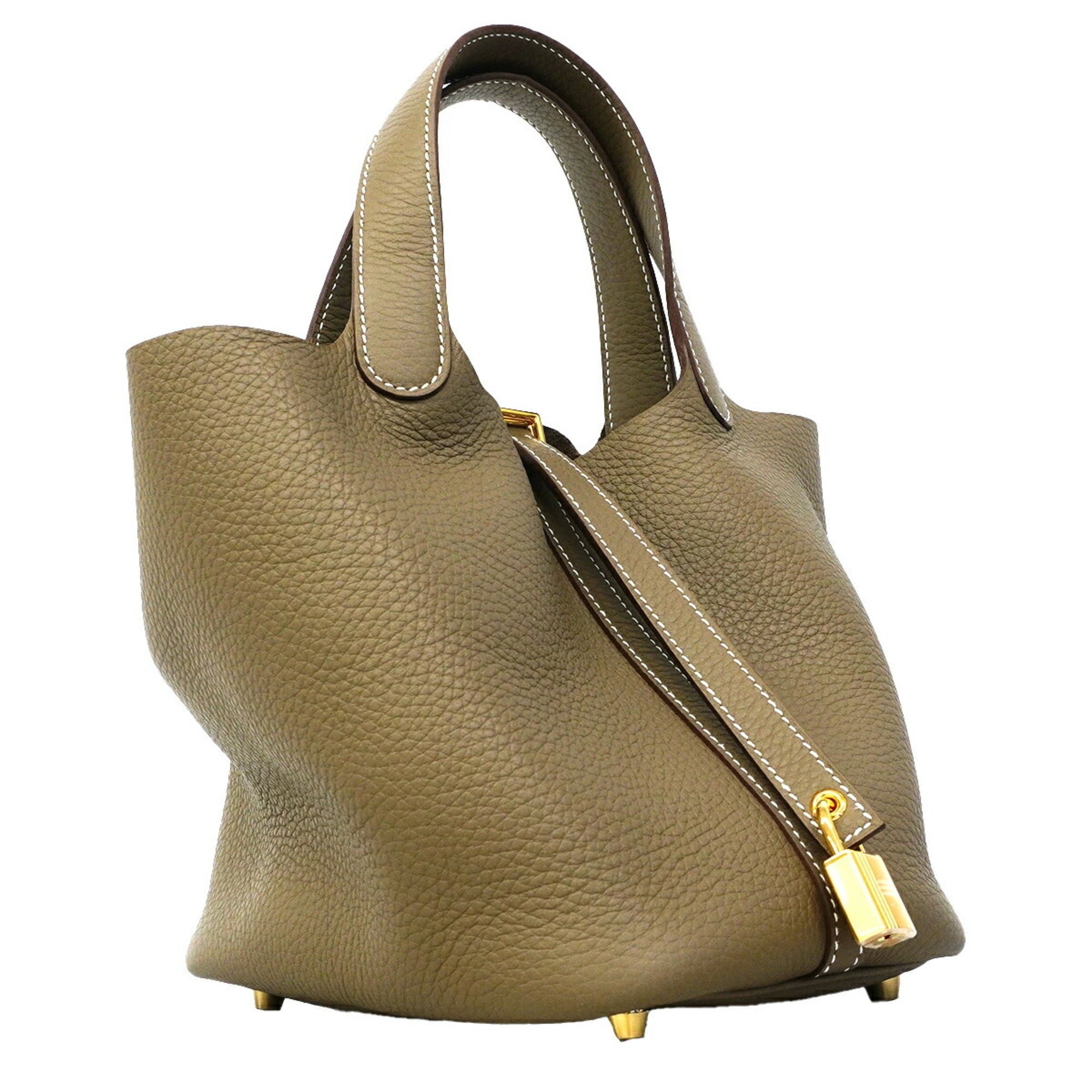 Hermes Etoupe Gray Taurillon Clemence Leather Handbag (Pre-Owned)