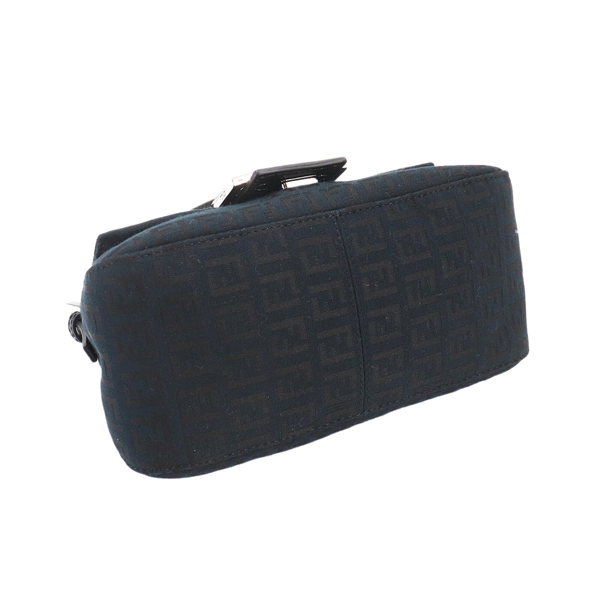 Fendi Zucchino Black Canvas Leather Baguette Bag Handbag Shoulder Bag (Pre-Owned)