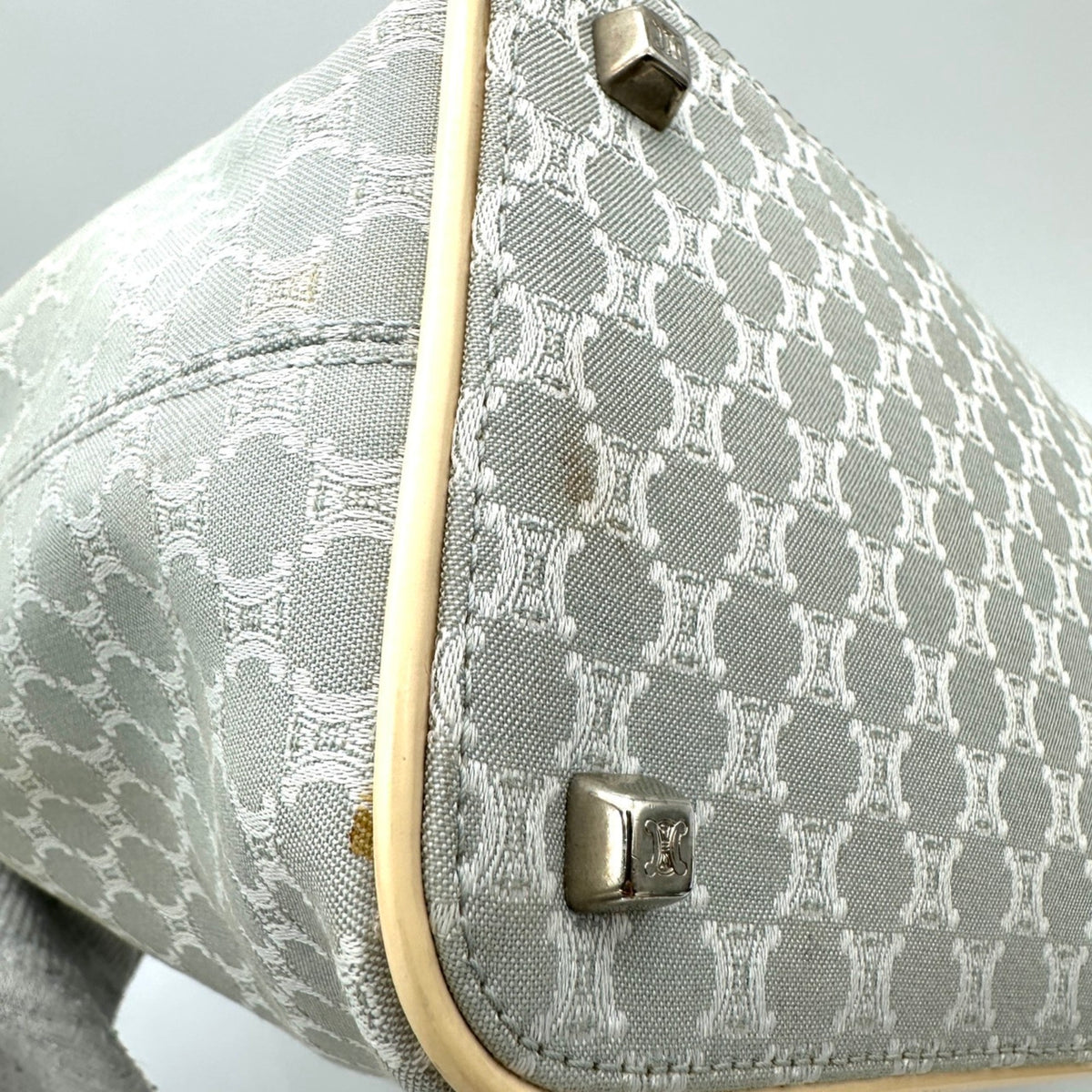 Celine Gray Canvas Handbag Shoulder Bag (Pre-Owned)