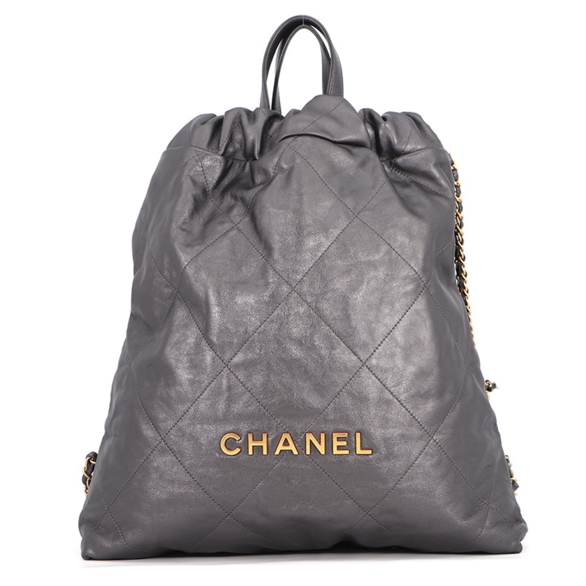 Chanel Gray Leather Handbag (Pre-Owned)