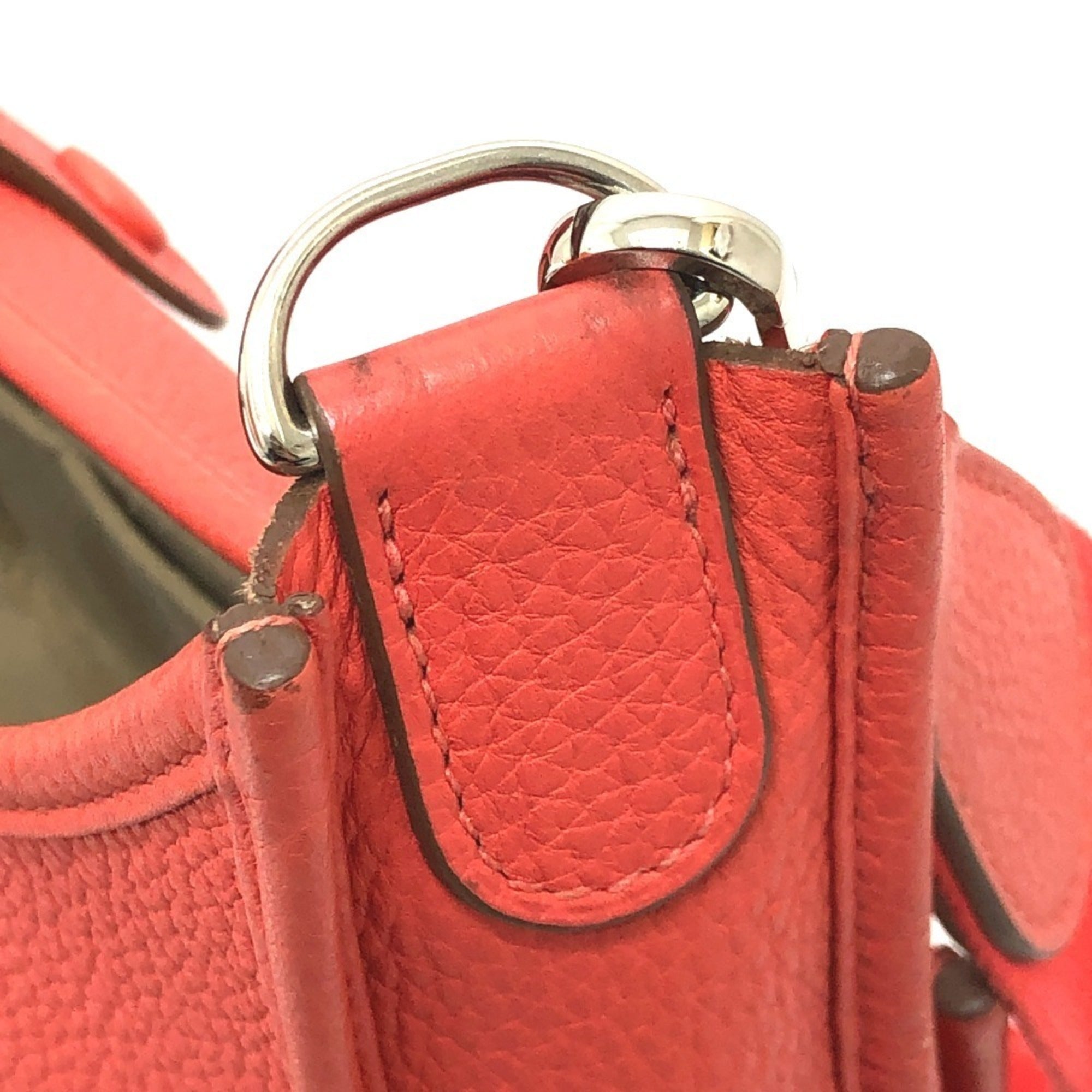 Hermes Red Color Taurillon Clemence Leather Shoulder Bag (Pre-Owned)