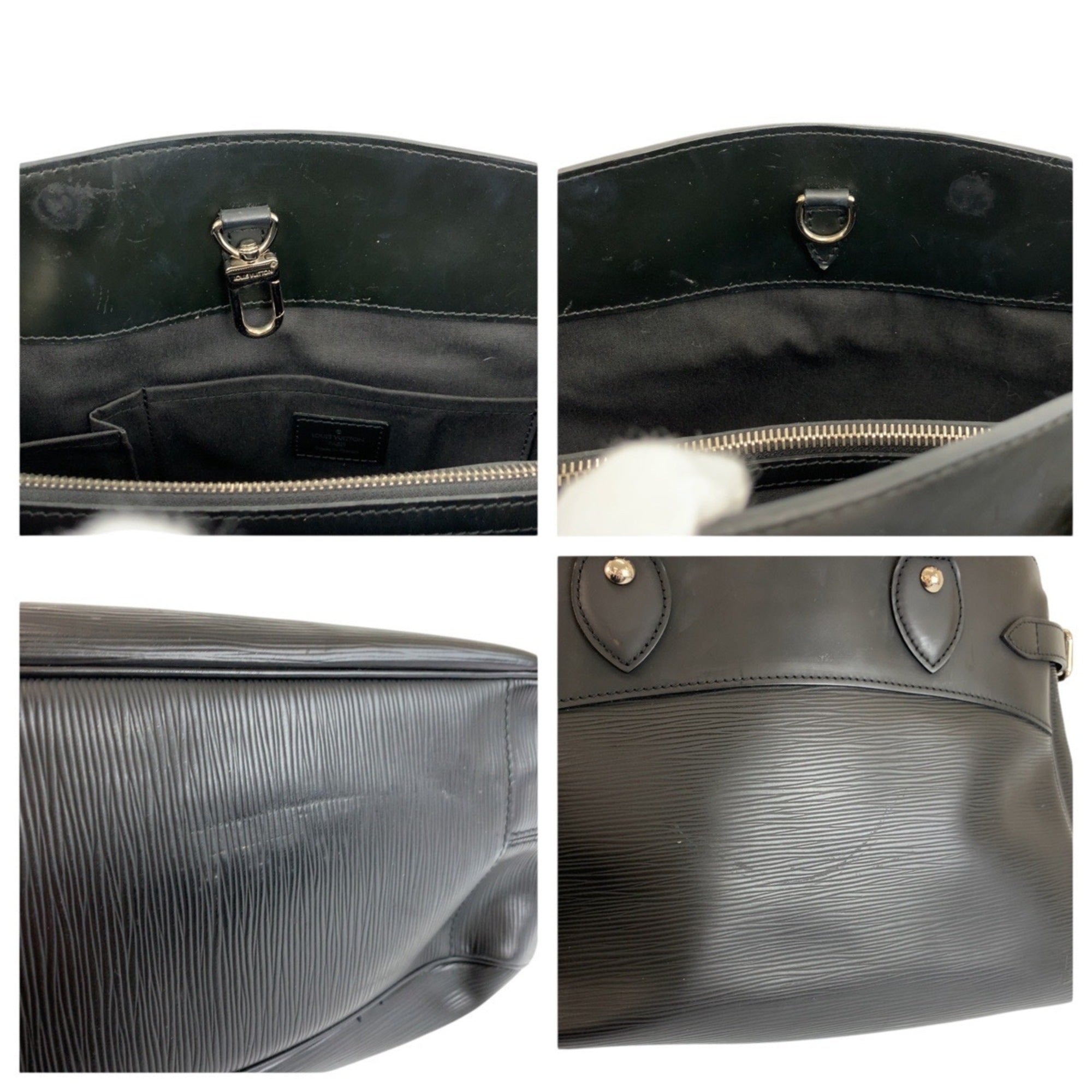 Louis Vuitton Black Noir Leather Handbag Tote Bag (Pre-Owned)