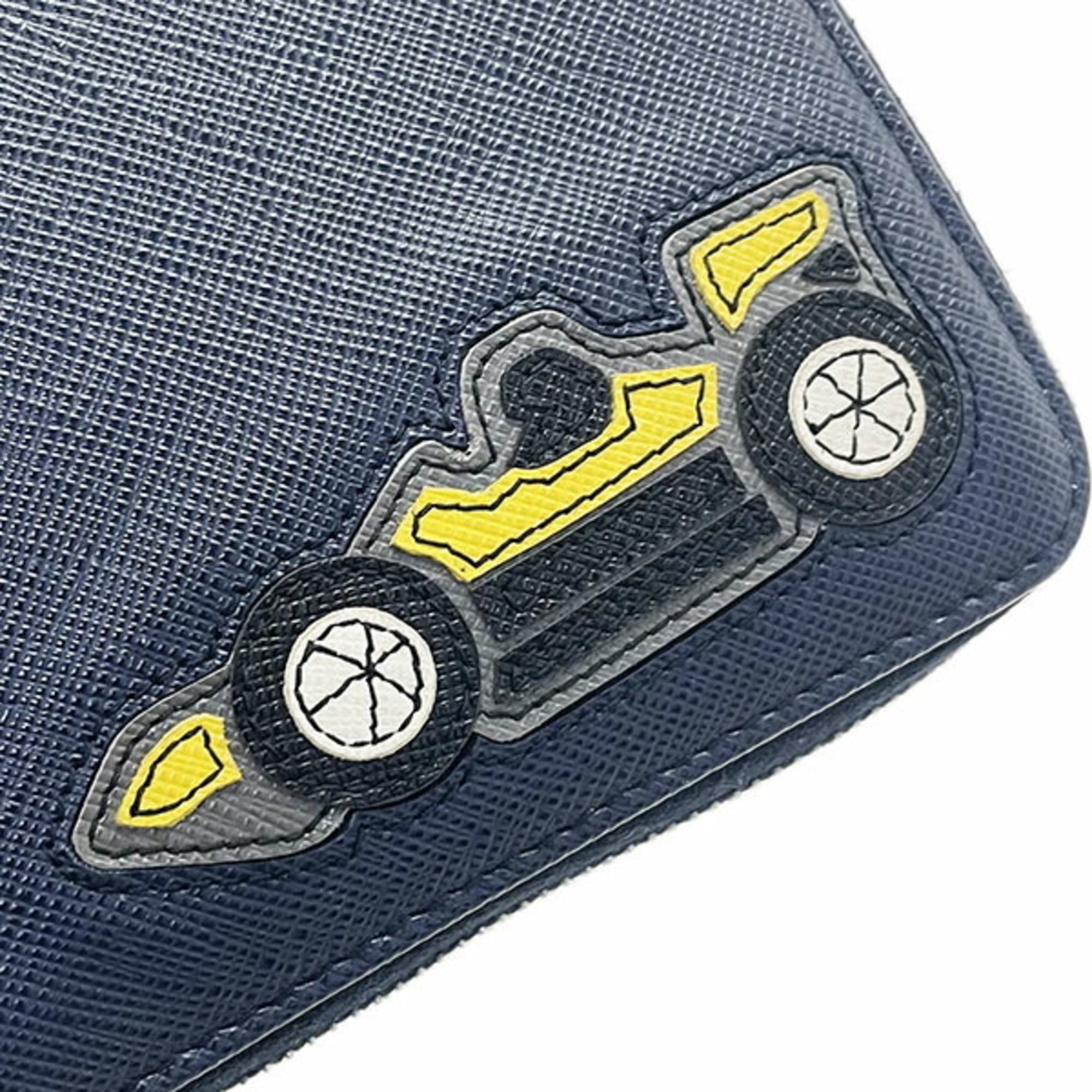 Prada Navy Leather Long Wallet (Bi-Fold) (Pre-Owned)