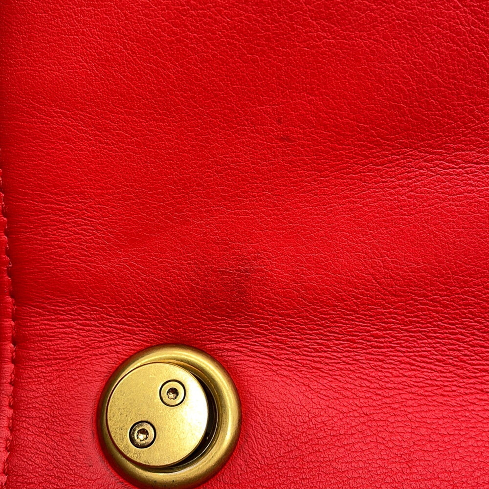 Balenciaga Red Color Leather Handbag Shoulder Bag (Pre-Owned)
