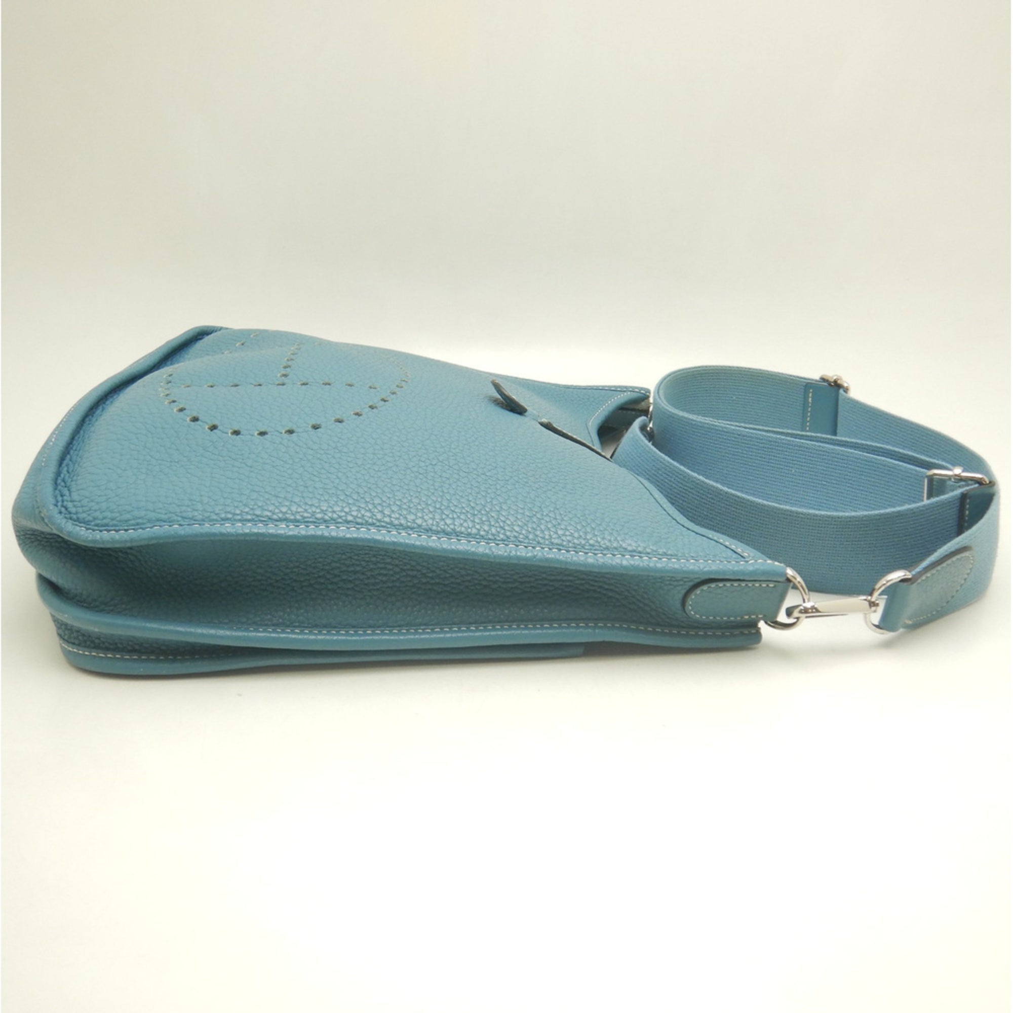 Hermes Evelyne Blue Jean Taurillon Clemence Leather Shoulder Bag (Pre-Owned)
