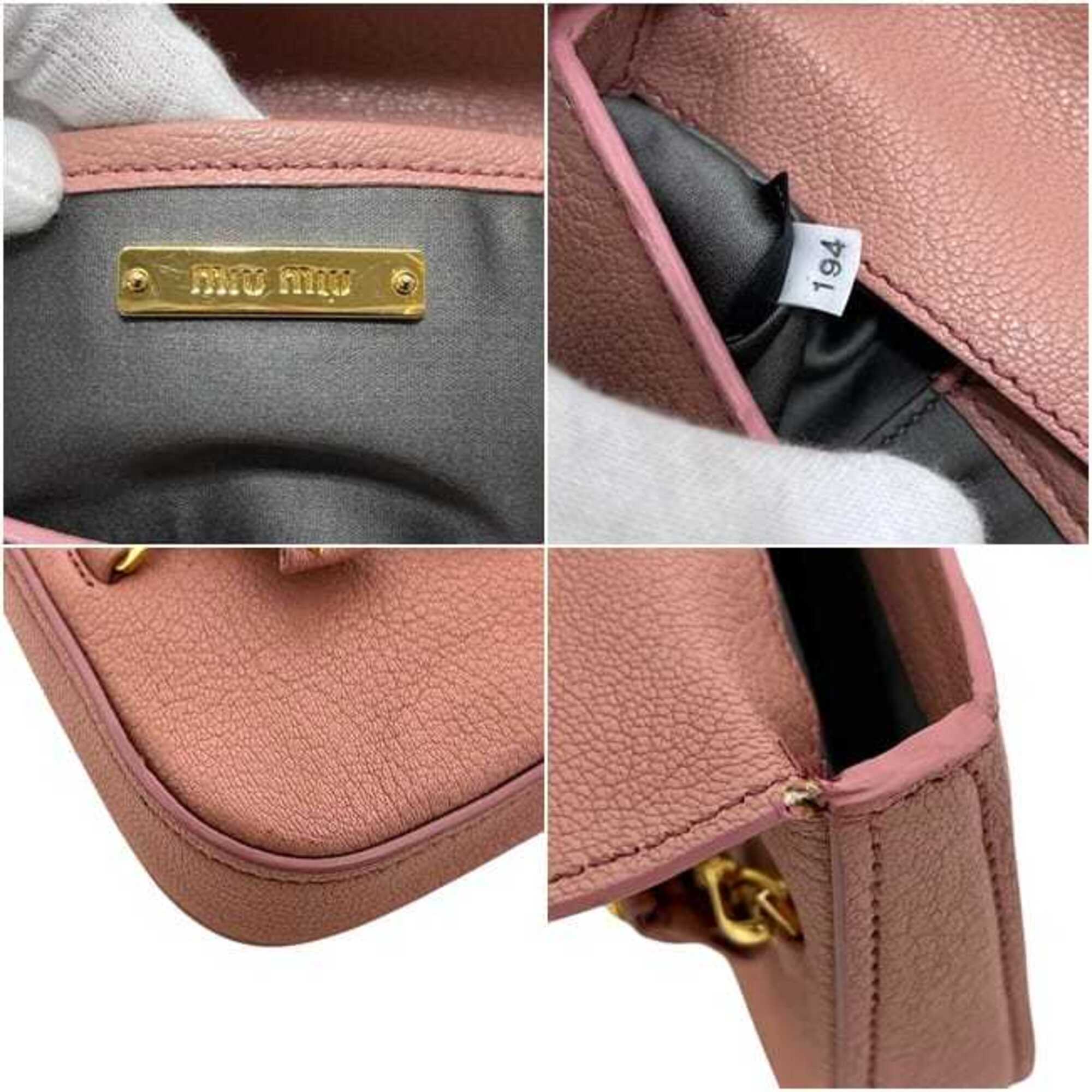 Miu Miu Pink Leather Clutch Bag Handbag (Pre-Owned)