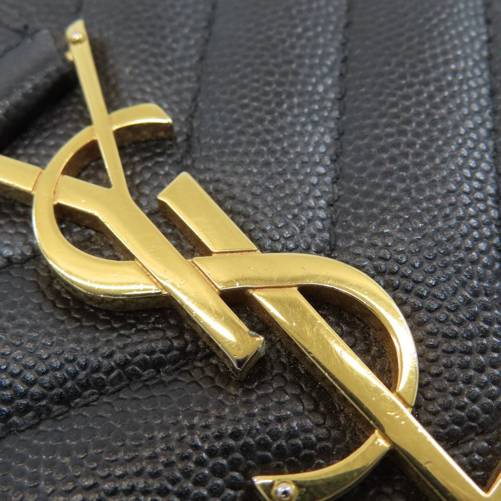 Yves Saint Laurent Black Leather Chain/Shoulder Wallet (Pre-Owned)