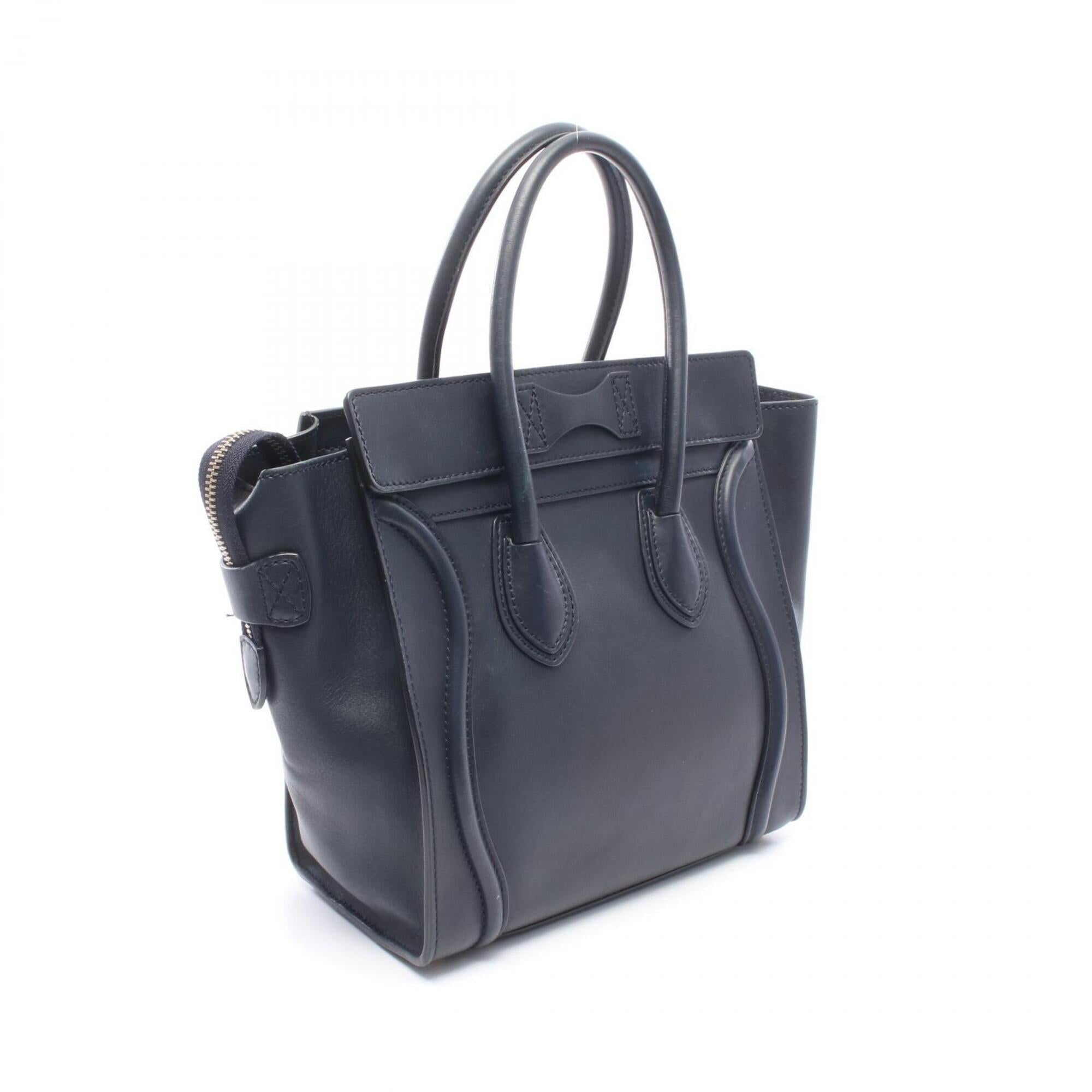 Celine Navy Leather Handbag Tote Bag (Pre-Owned)