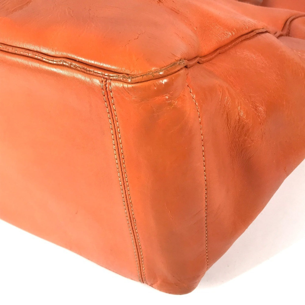 Celine Orange Leather Handbag Shoulder Bag Tote Bag (Pre-Owned)