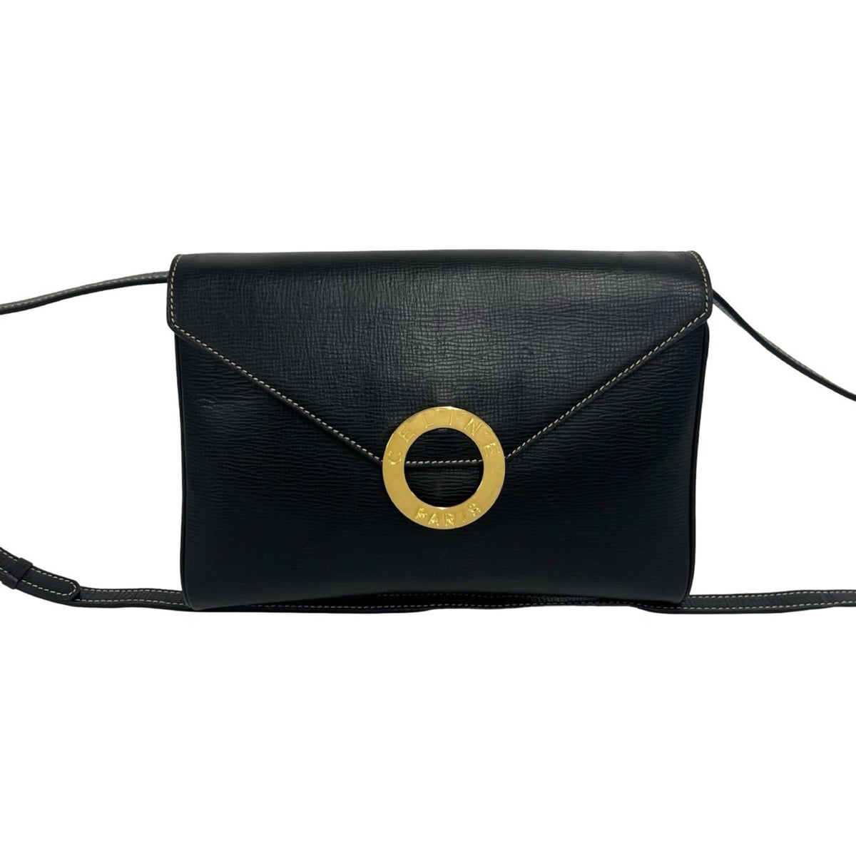 Celine Black Leather Pochette Shoulder Bag (Pre-Owned)
