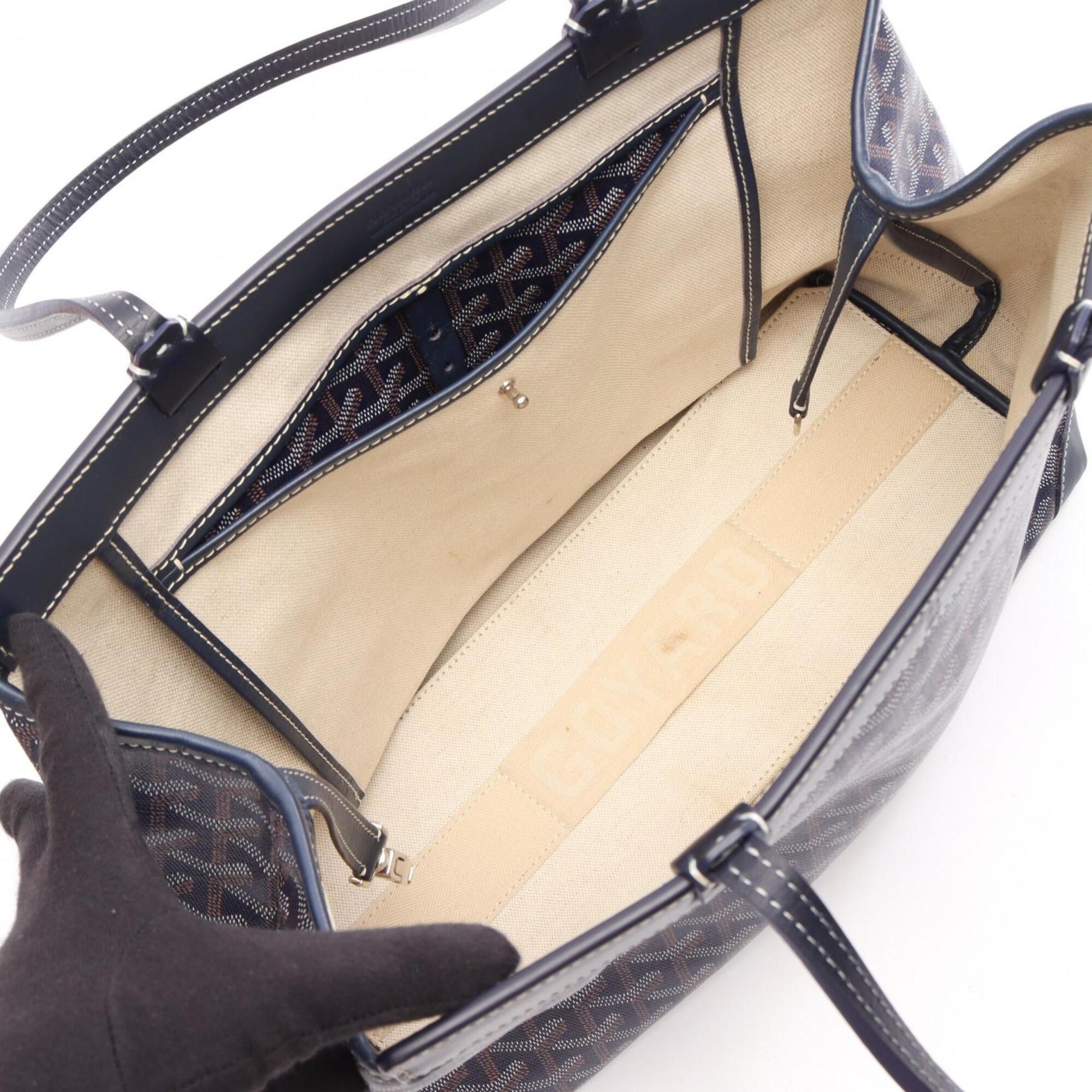 Goyard Multi-Color Navy Coated Canvas Leather Handbag Tote Bag (Pre-Owned)
