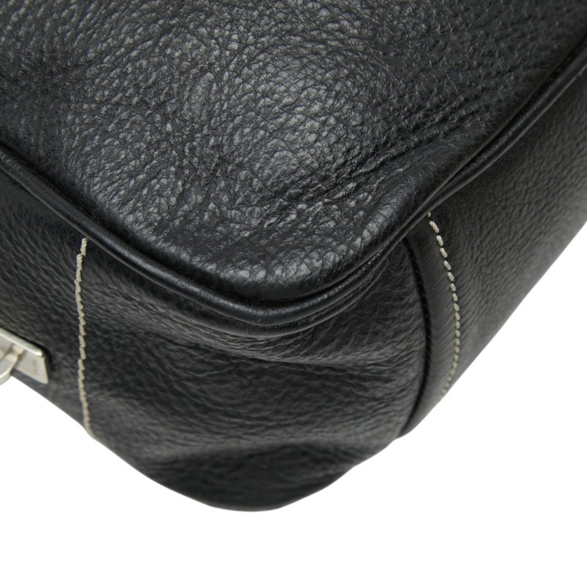 Prada Black Leather Boston Bag Handbag (Pre-Owned)