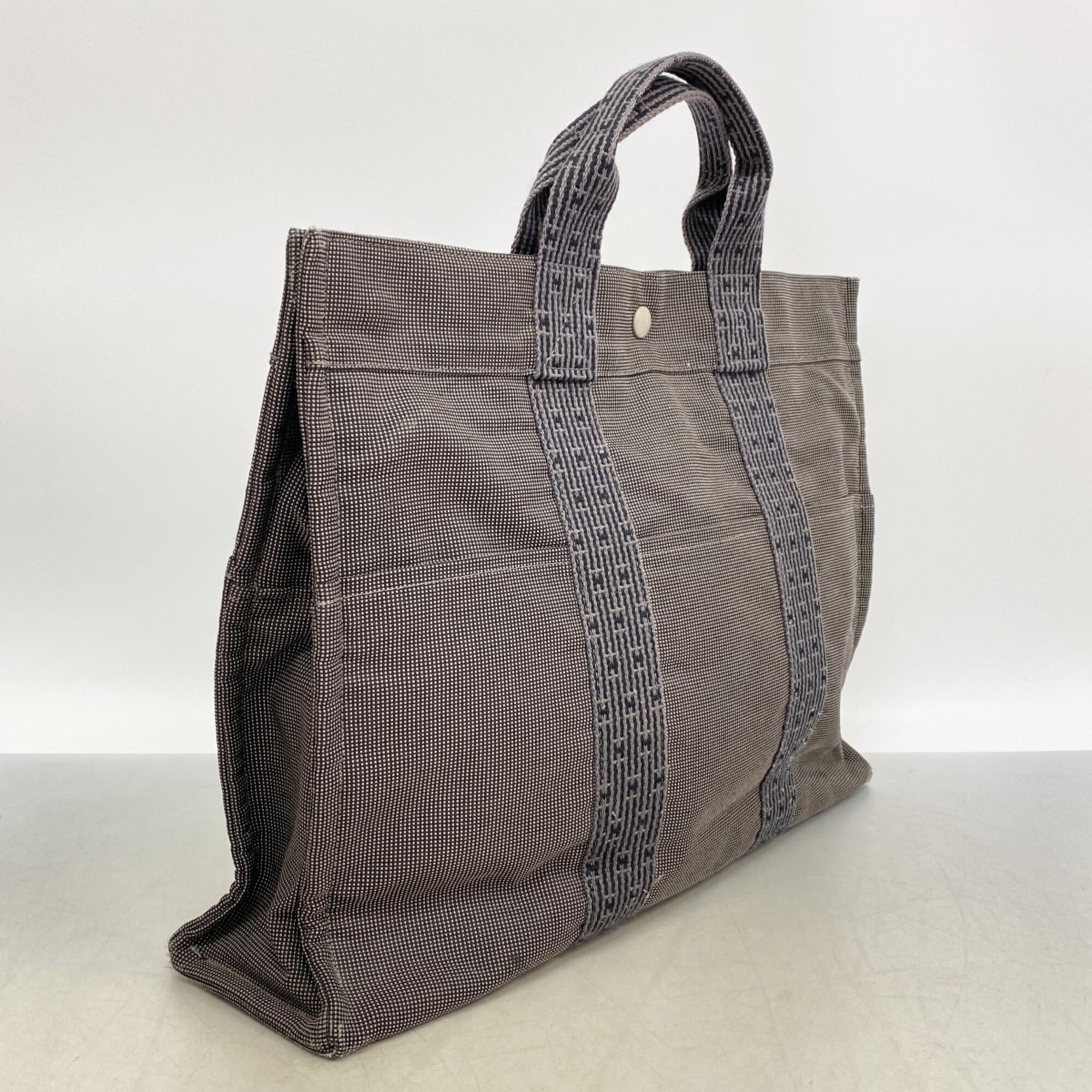 Hermes Gray Canvas Tote Bag (Pre-Owned)