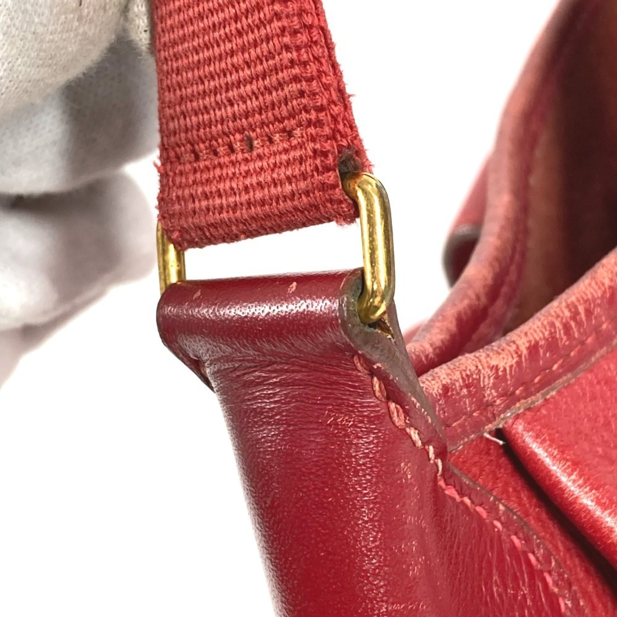 Hermes Red Color Leather Pochette Shoulder Bag (Pre-Owned)