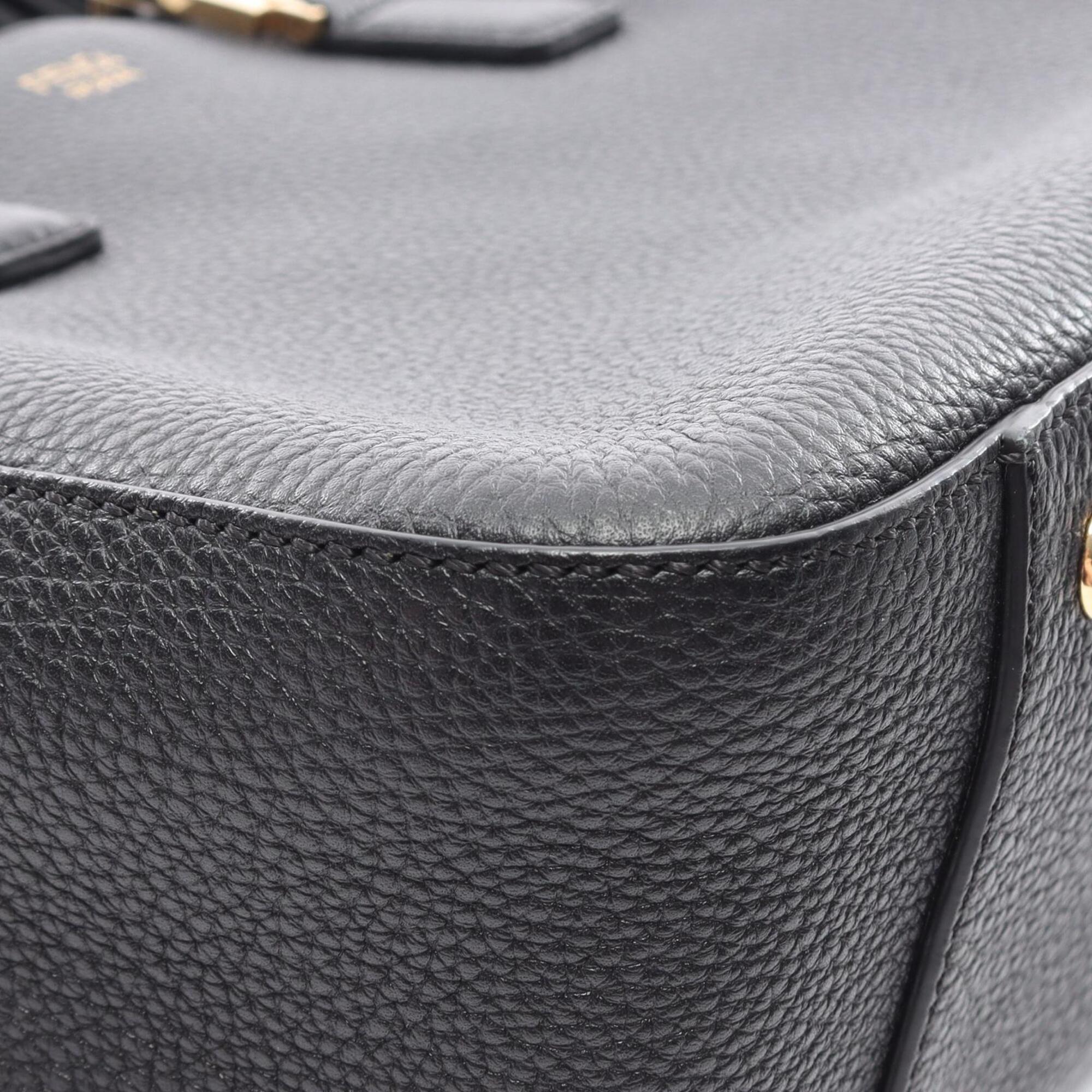Fendi Black Leather Handbag Tote Bag (Pre-Owned)