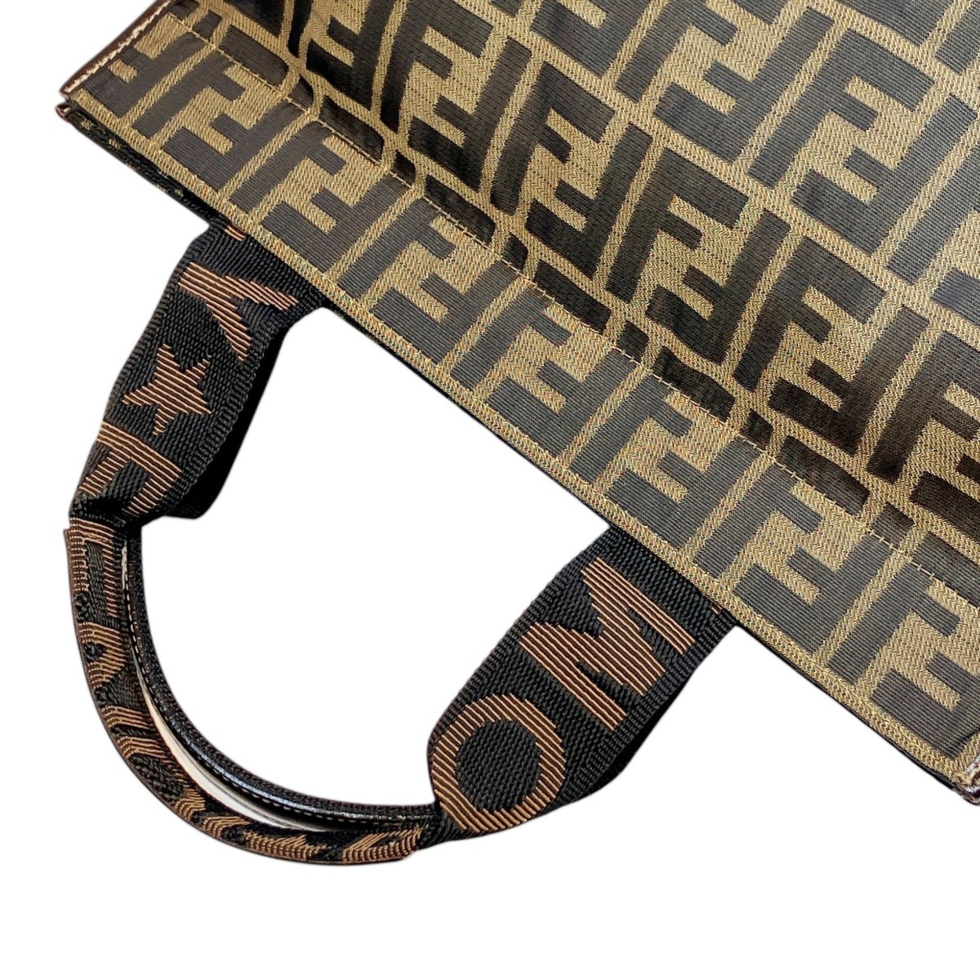Fendi Zucca Brown Canvas Leather Tote Bag (Pre-Owned)