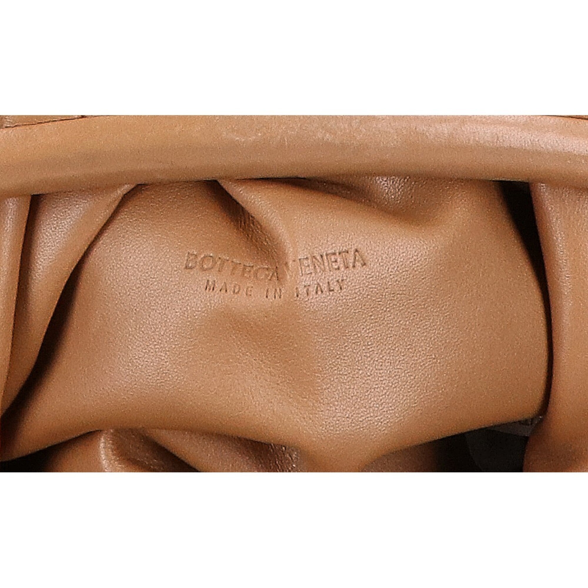 Bottega Veneta Dark Beige Leather Pouch Shoulder Bag (Pre-Owned)