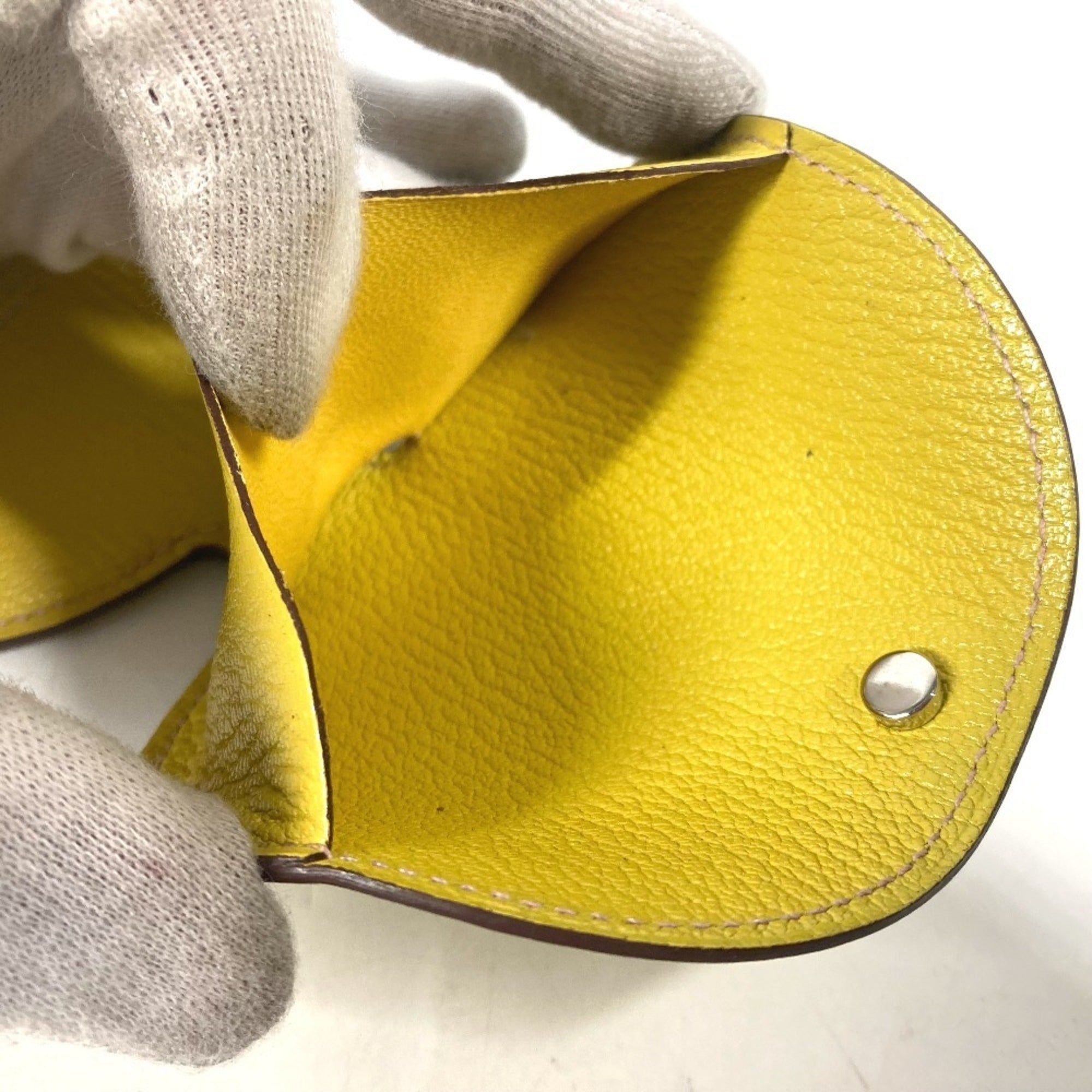 Hermes Yellow Chevre Leather Coin Purse/Coin Case (Pre-Owned)