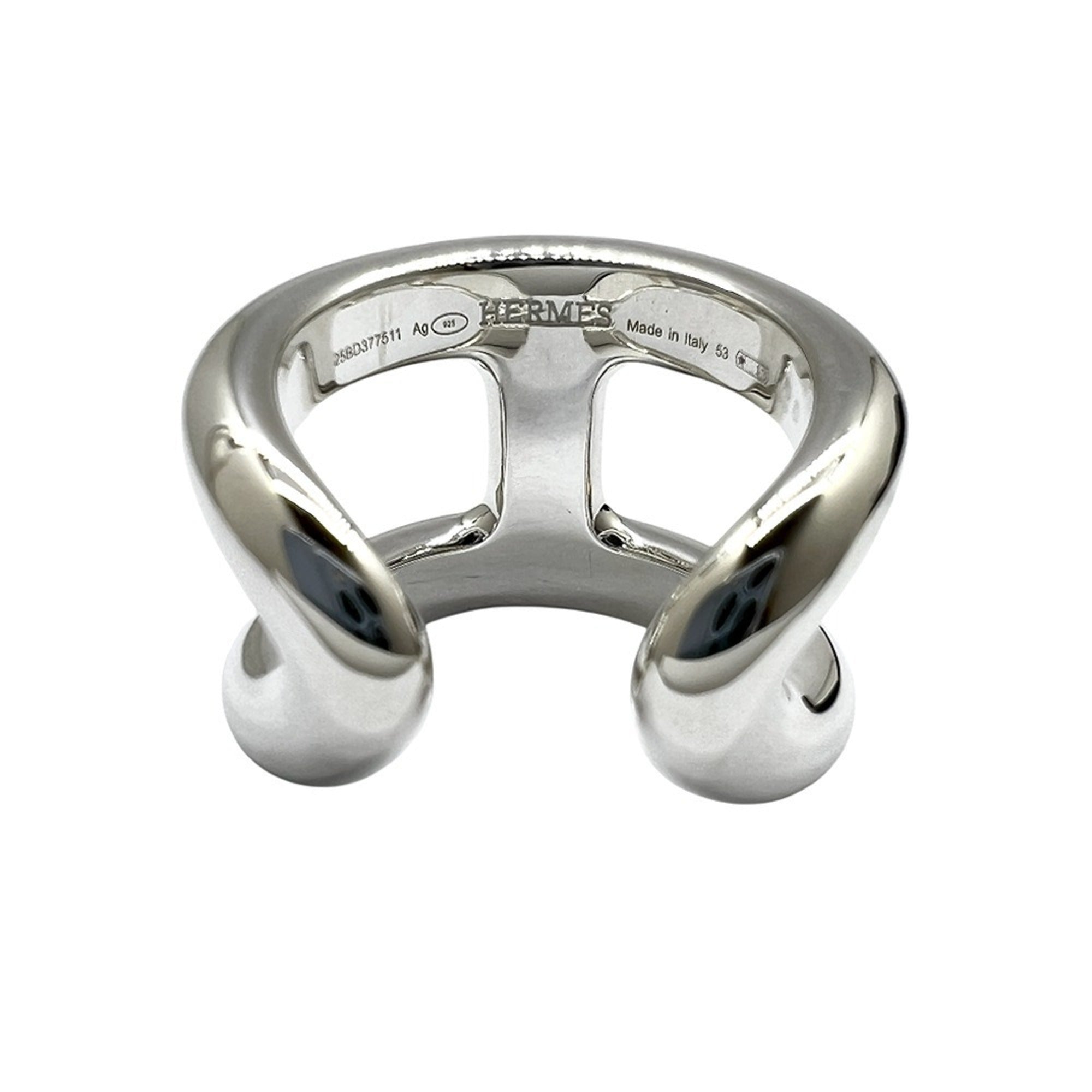 Hermes Silver Silver 925 Band Ring (Pre-Owned)