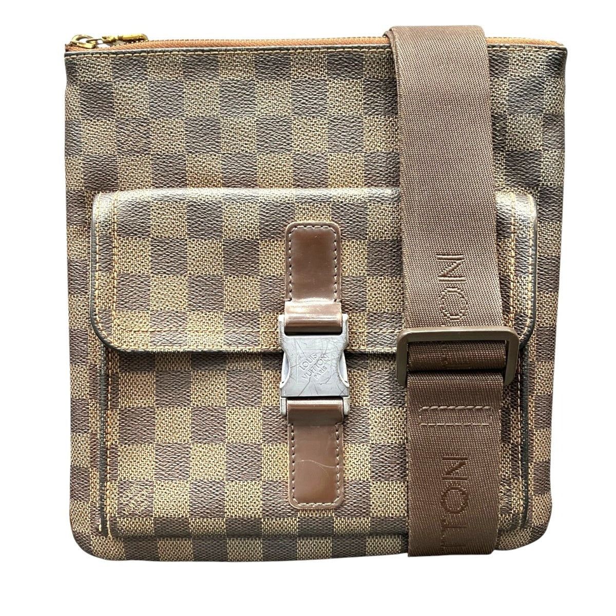 Louis Vuitton Brown Galle White Damier Canvas Pochette Shoulder Bag (Pre-Owned)